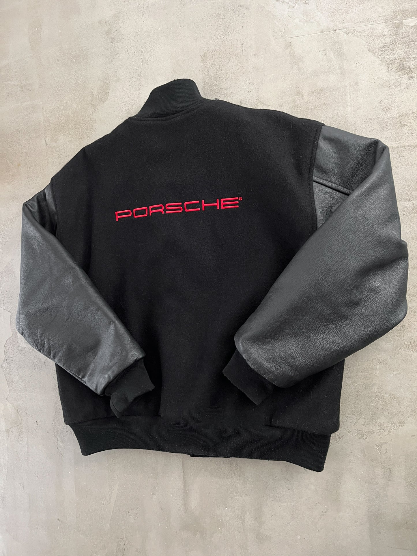 BLACK PORSCHE LEATHER JACKET - 1990S - M