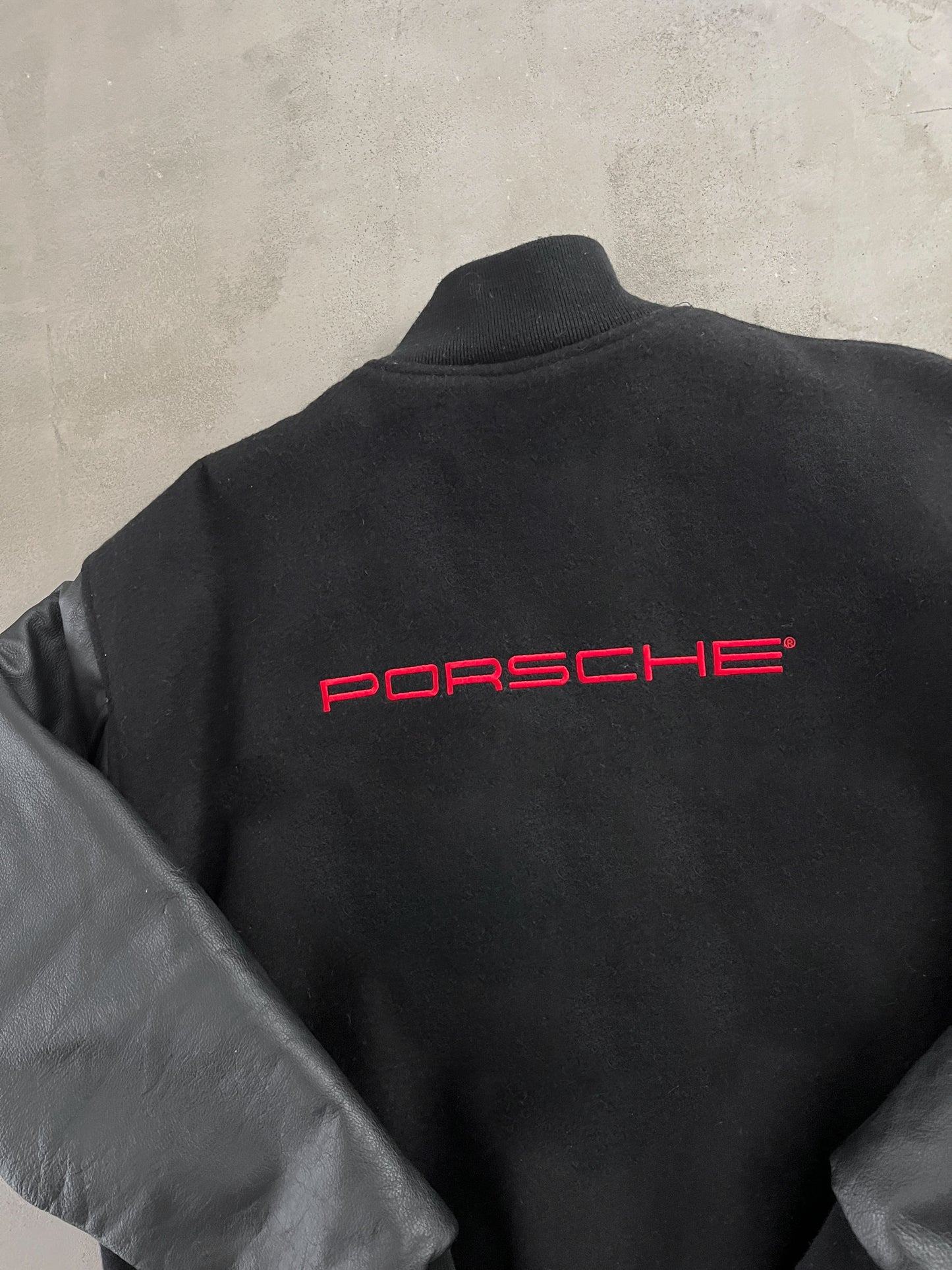 BLACK PORSCHE LEATHER JACKET - 1990S - M