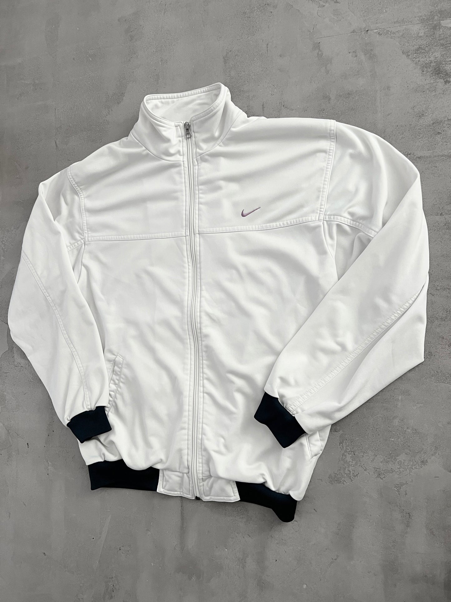 WHITE NIKE TRACK JACKET - 2000S - M