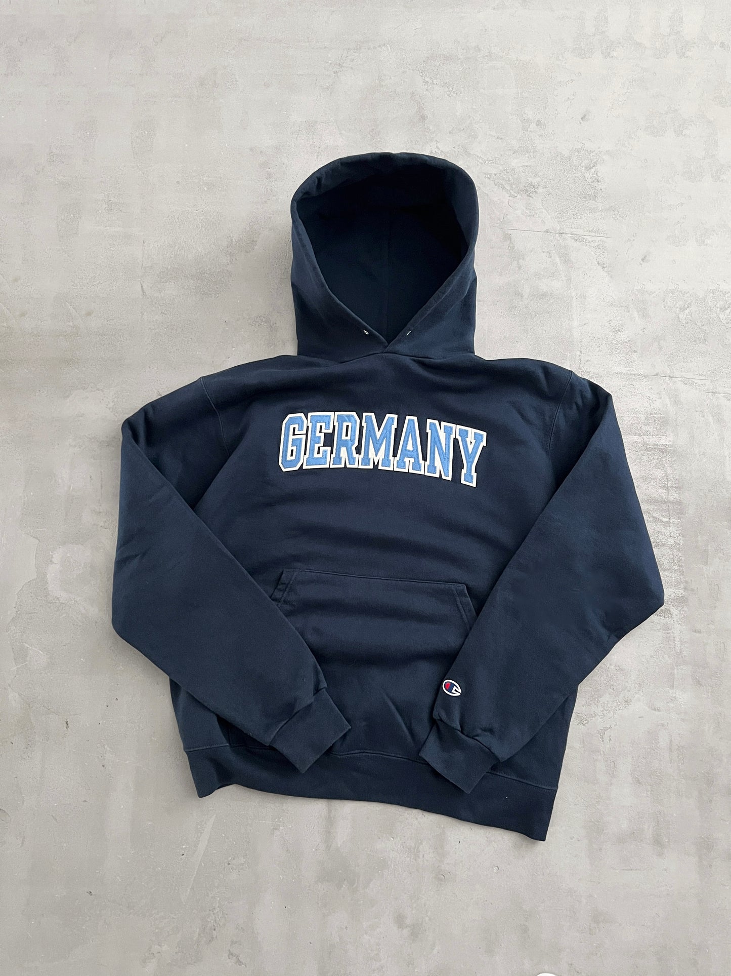 NAVY CHAMPION GERMANY HOODIE - 2000S - M/L