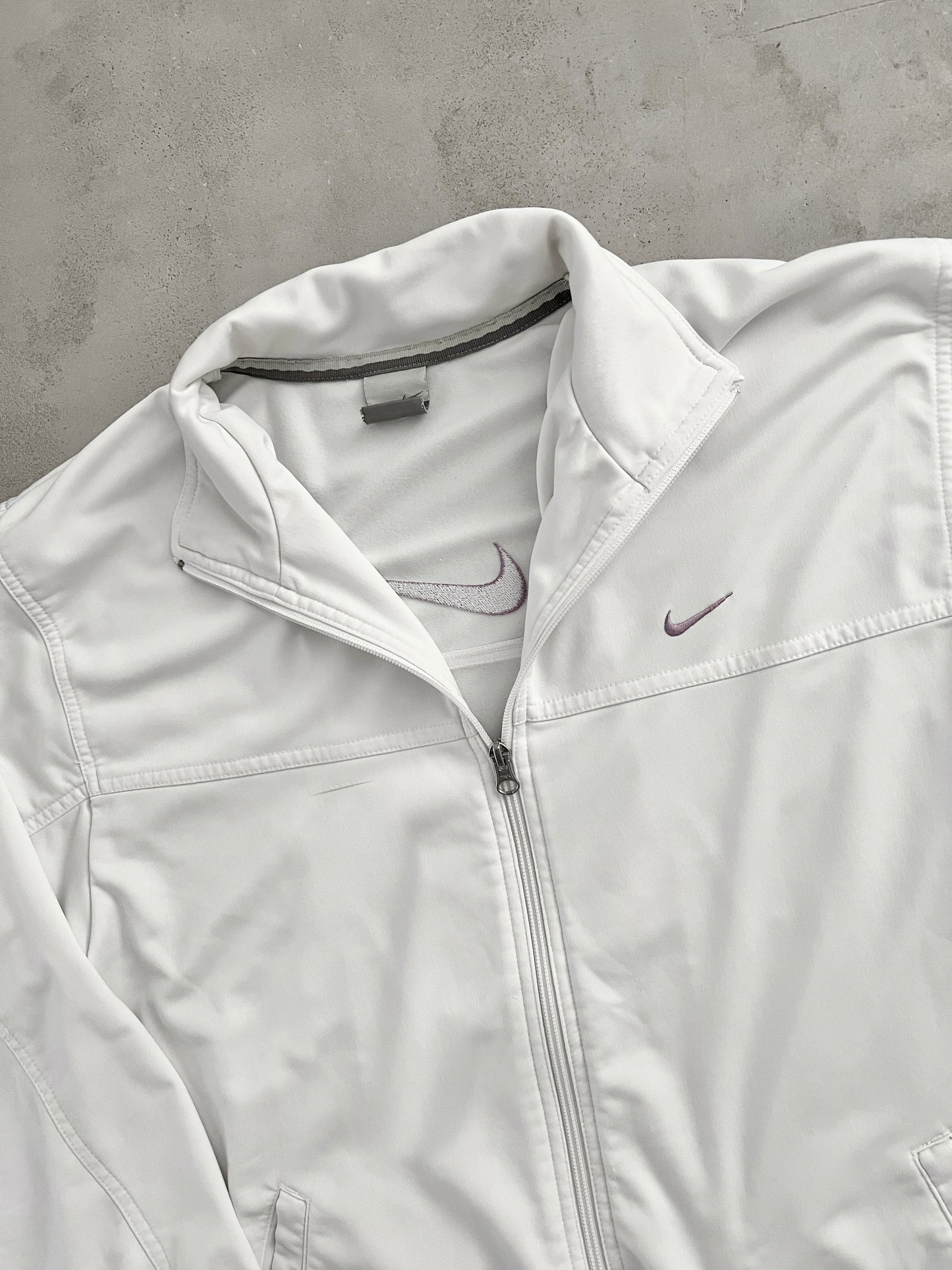WHITE NIKE TRACK JACKET - 2000S - M