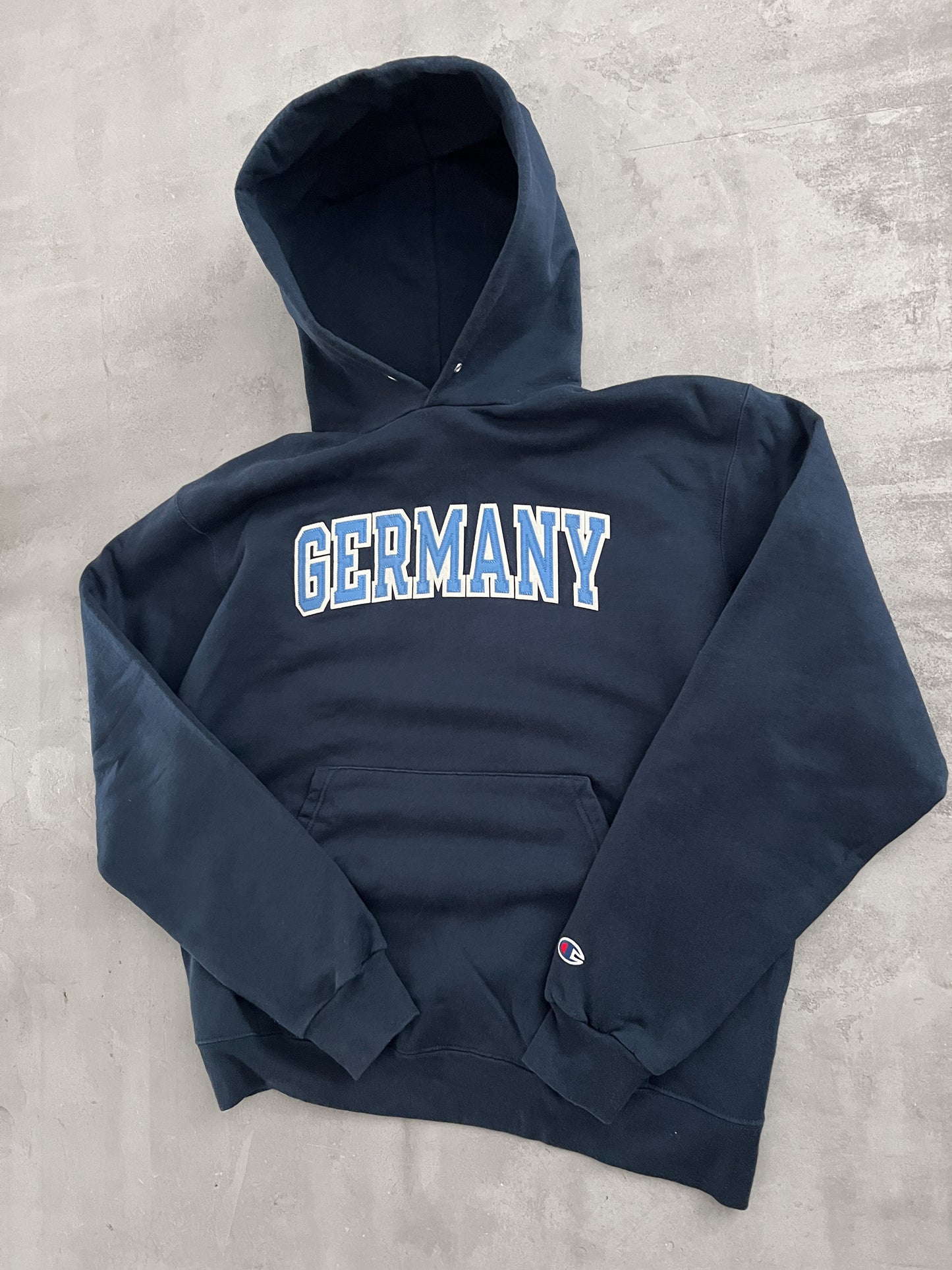 NAVY CHAMPION GERMANY HOODIE - 2000S - M/L