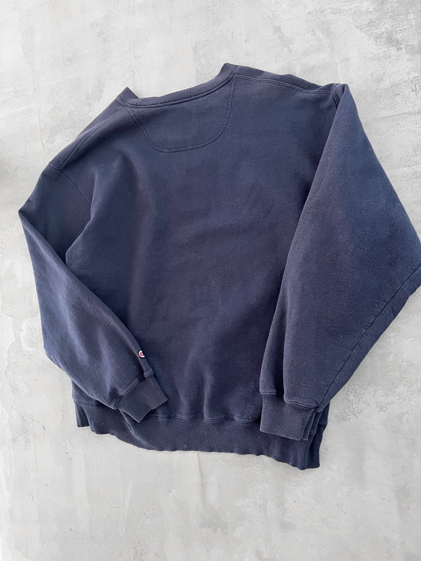 FADED NAVY CHAMPION SWEATER - 1990S - XL/L