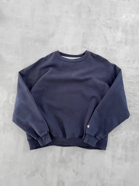 FADED NAVY CHAMPION SWEATER - 1990S - XL/L
