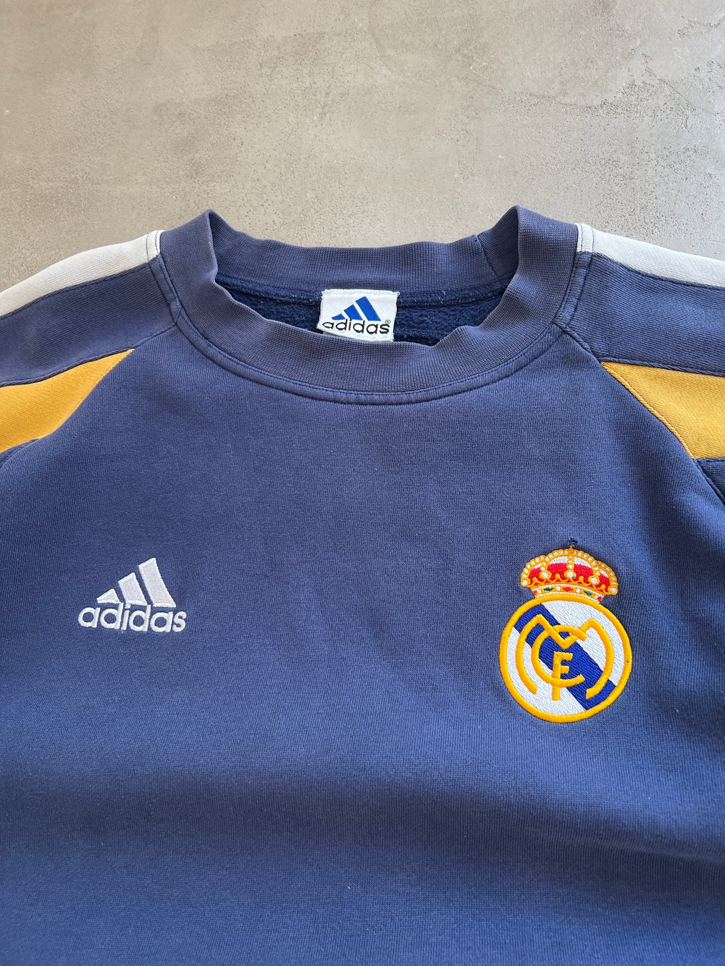 BLUE REAL MADRID ADIDAS SWEATER - 2000S - L/M