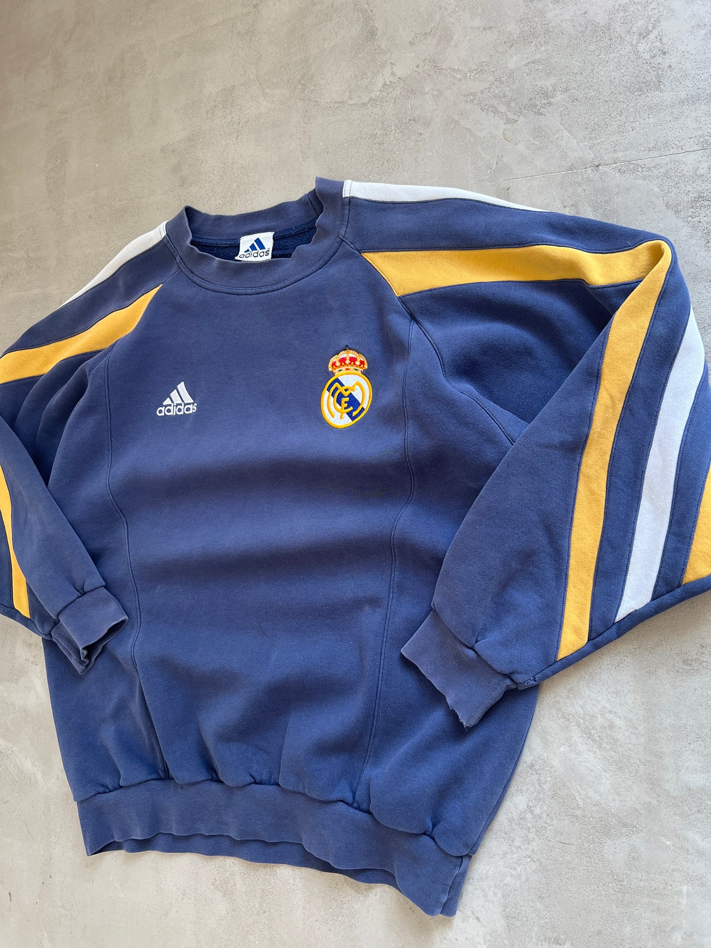 BLUE REAL MADRID ADIDAS SWEATER - 2000S - L/M