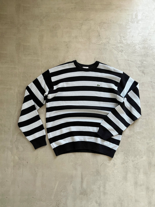 GREY/BABY BLUE LACOSTE KNIT SWEATER - 2000S - M/L