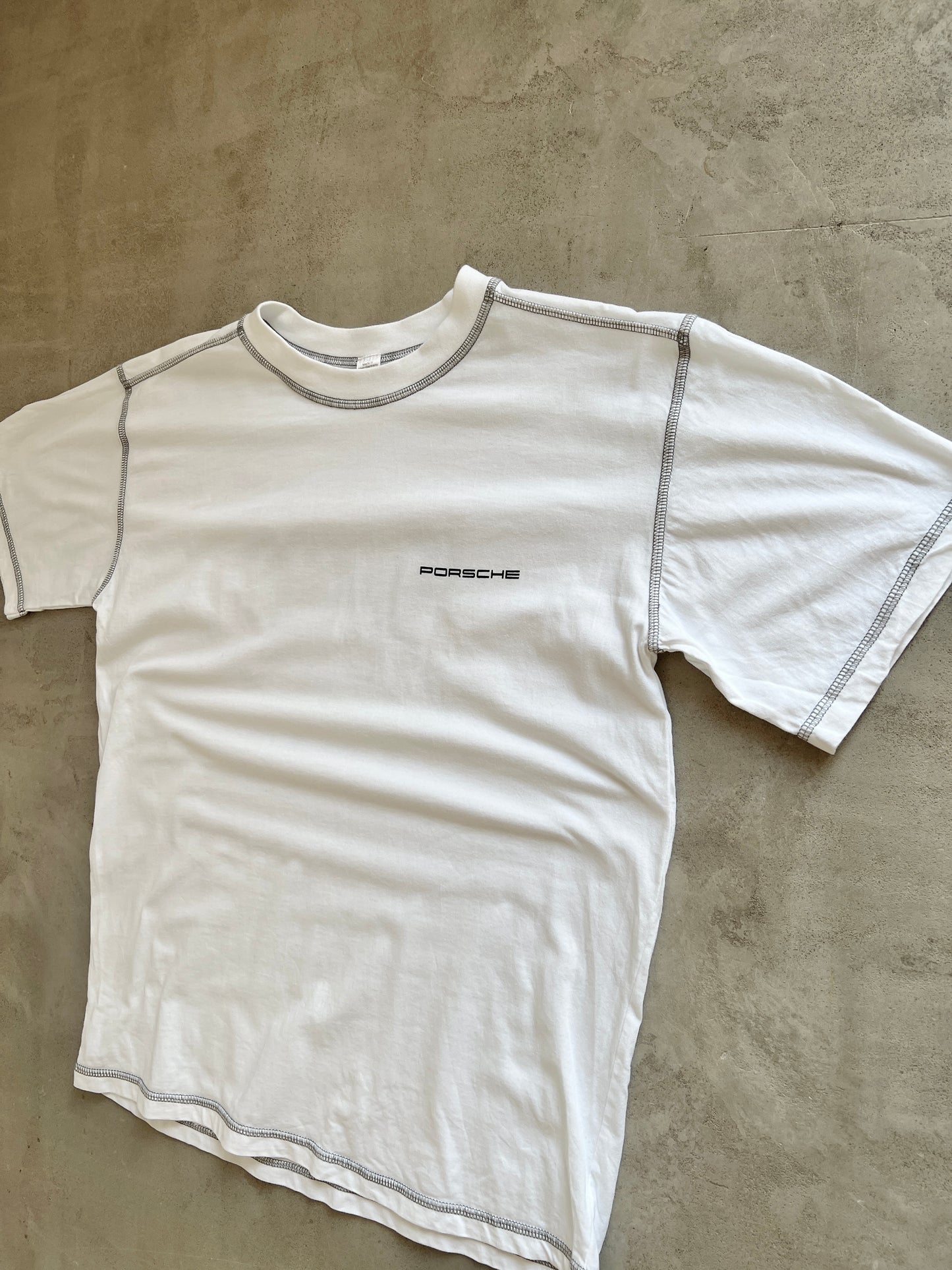 WHITE PORSCHE TEE - 2000S - S