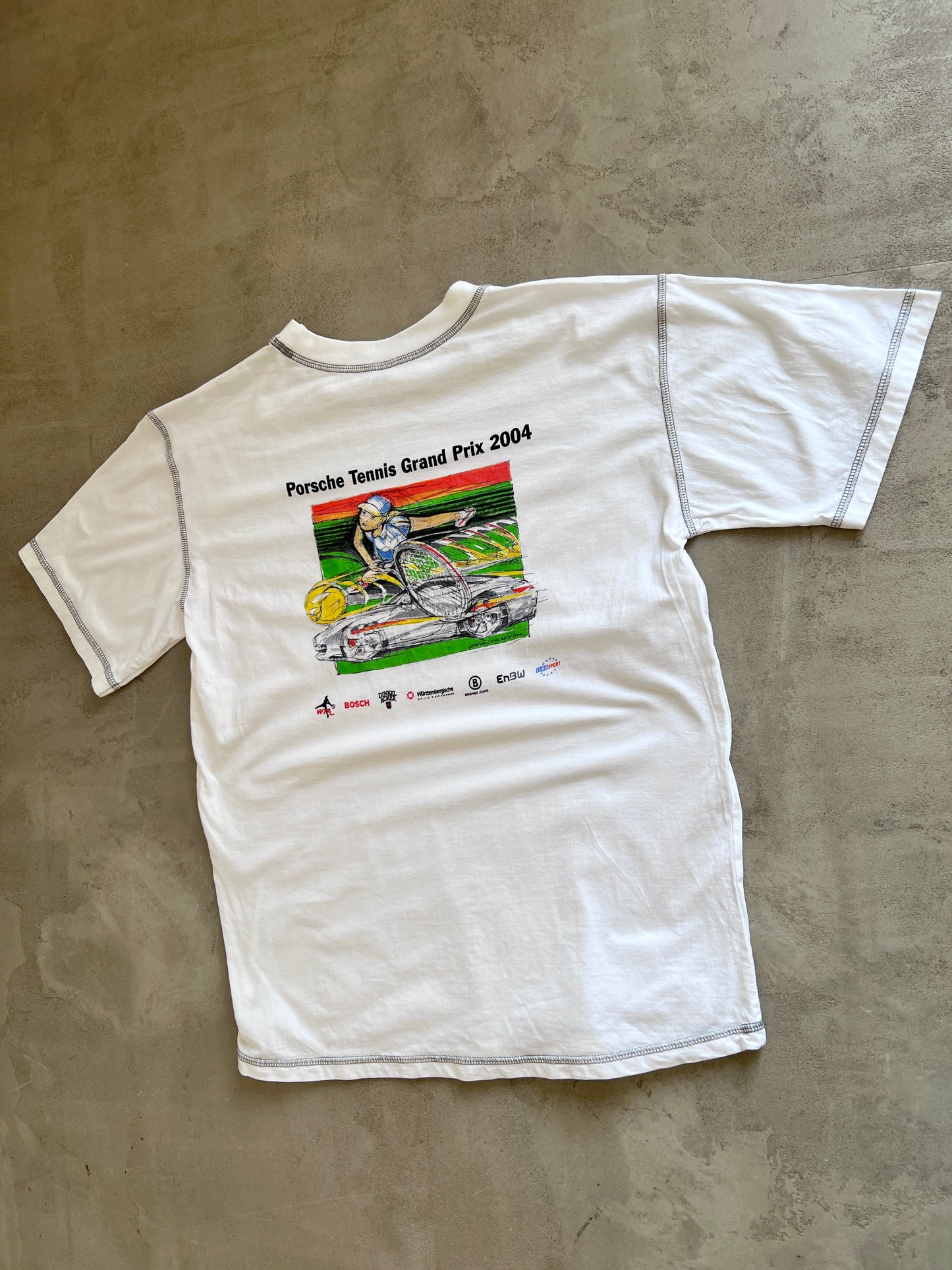 WHITE PORSCHE TEE - 2000S - S