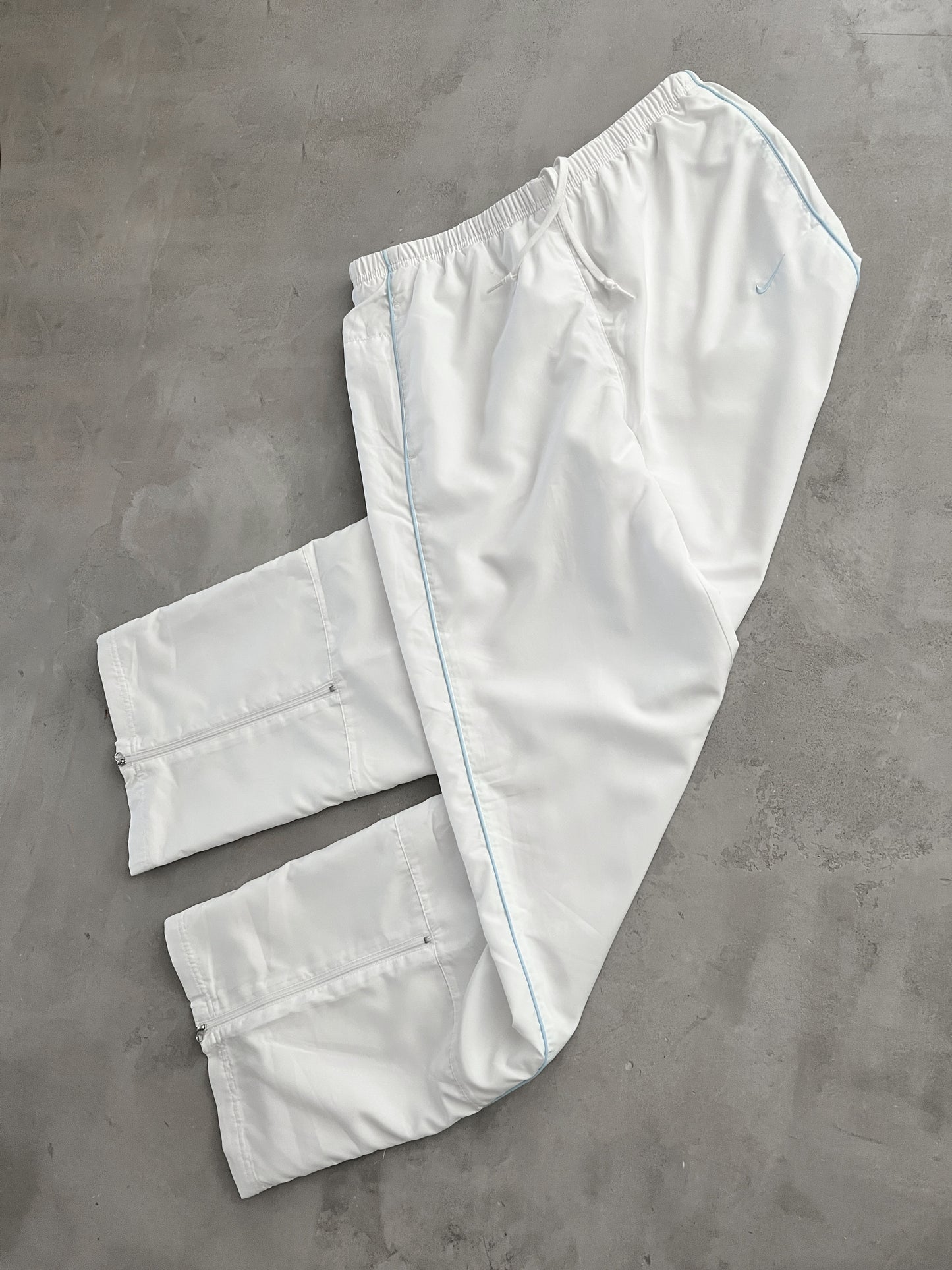 WHITE NIKE TRACK PANTS - 2000S - M/L
