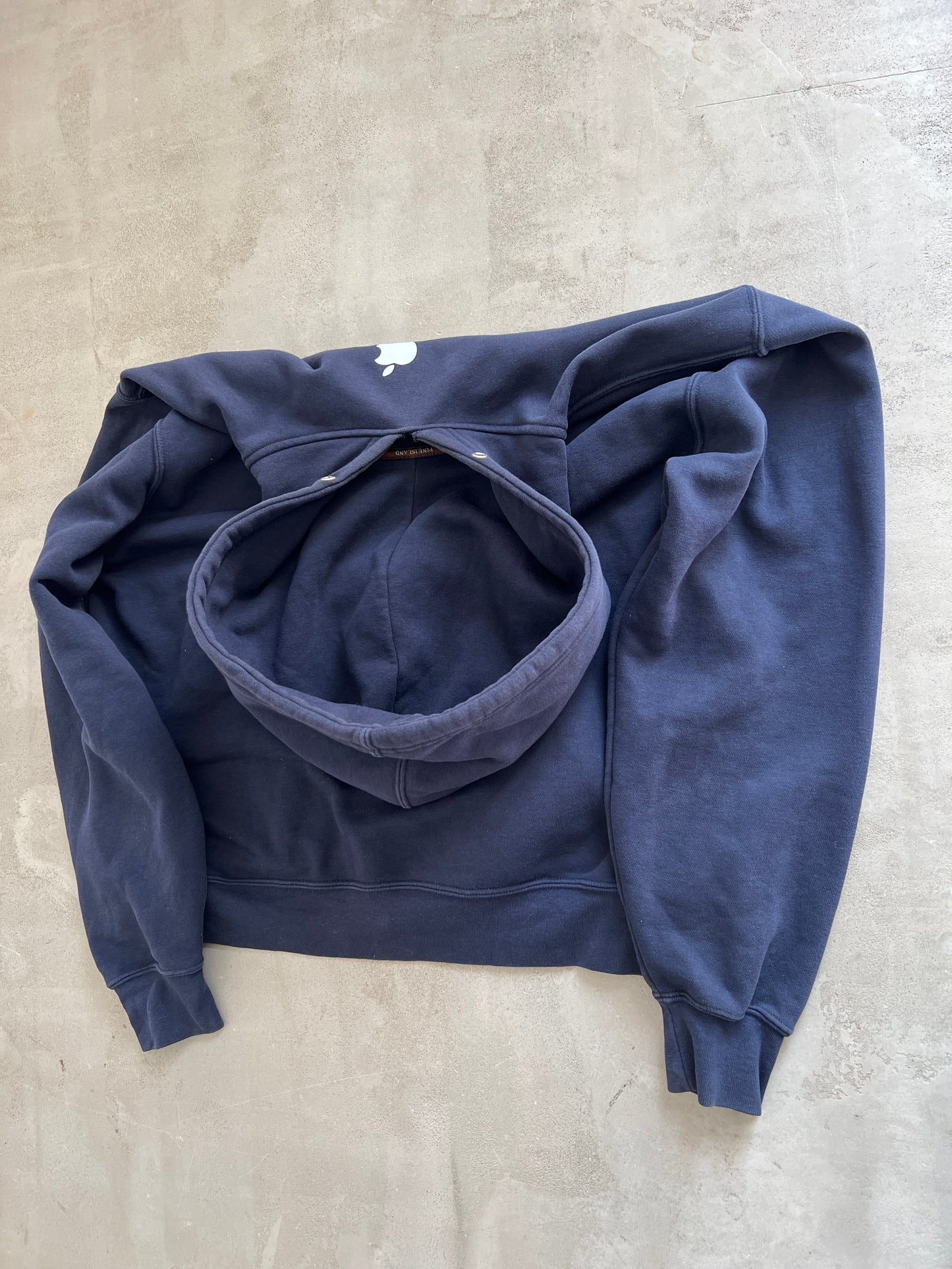 NAVY APPLE HOODIE - 1990S - L