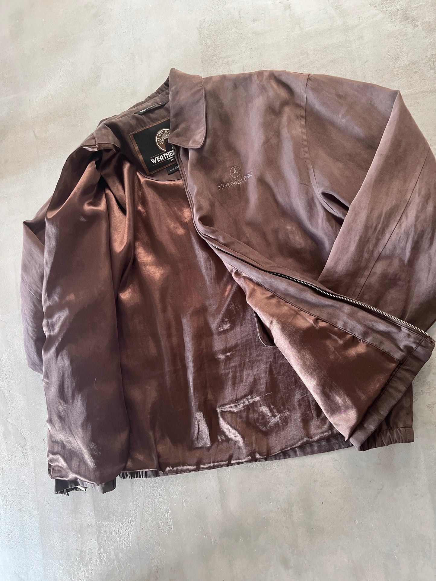 MOCHA MERCEDES BENZ JACKET - 1990S - XL/L
