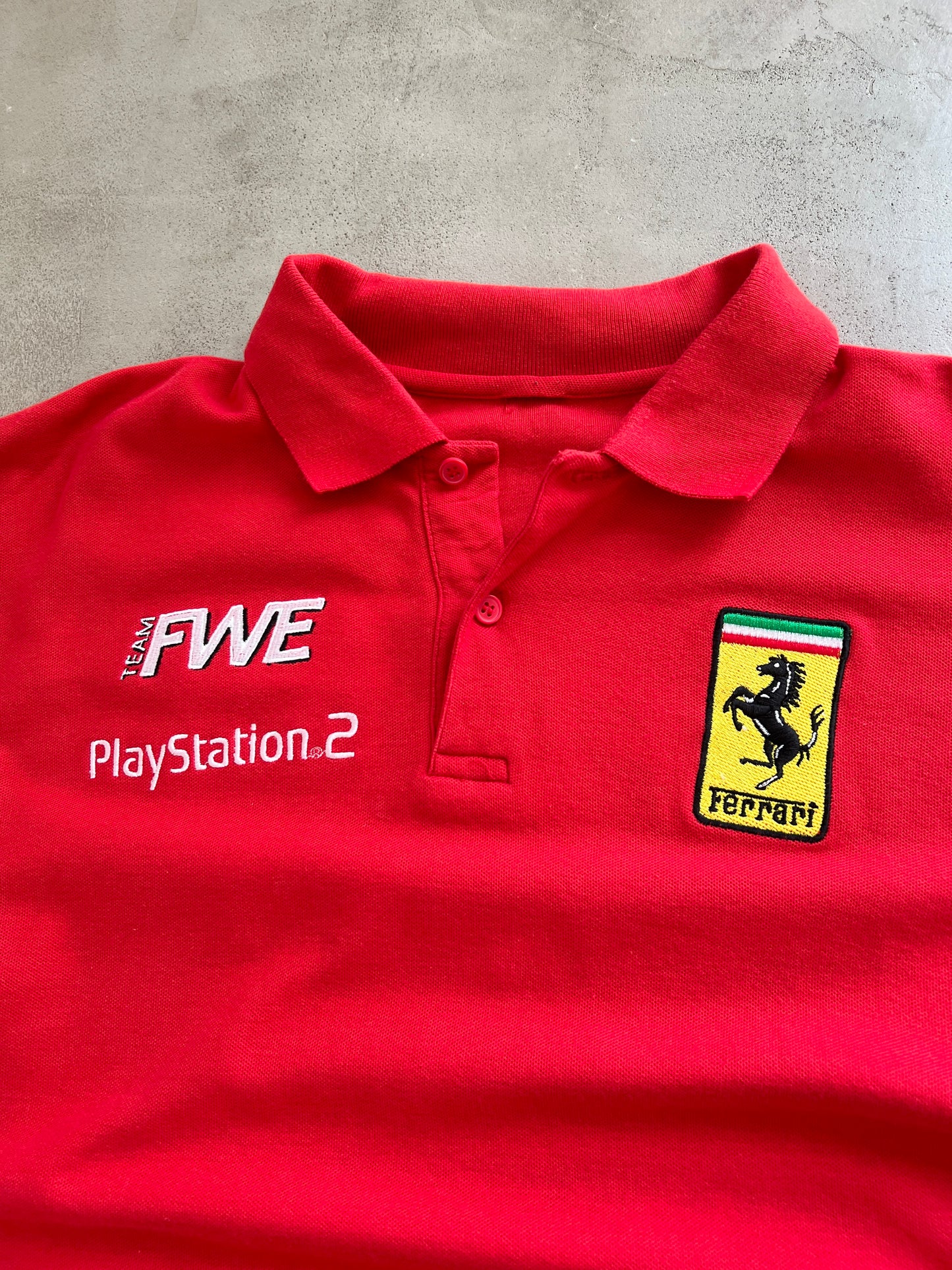 RED FERRARI RACING X PLAYSTATION POLO - 2000S - M