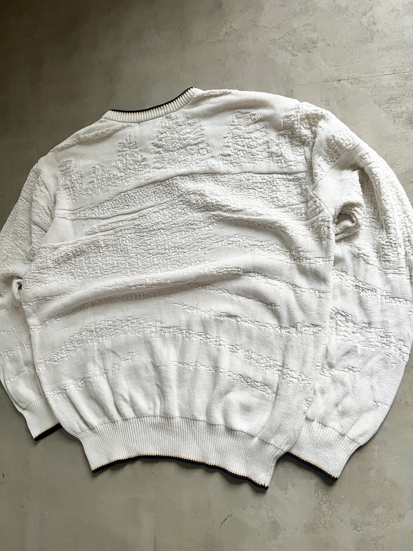 CREME GOLF KNIT SWEATER - 1990S - L