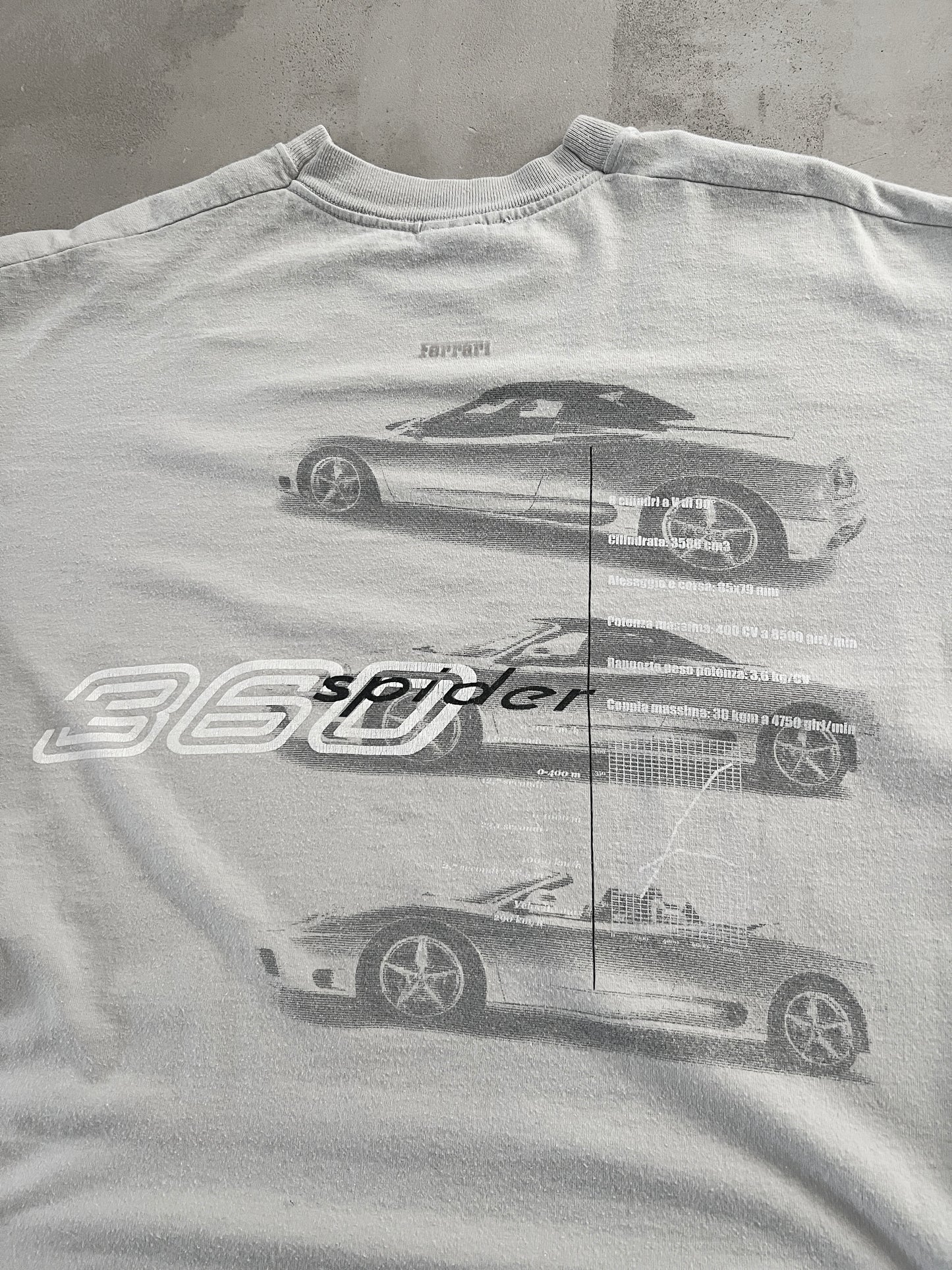 GREY FERRARI 360 SPIDER TEE - 2000S - L