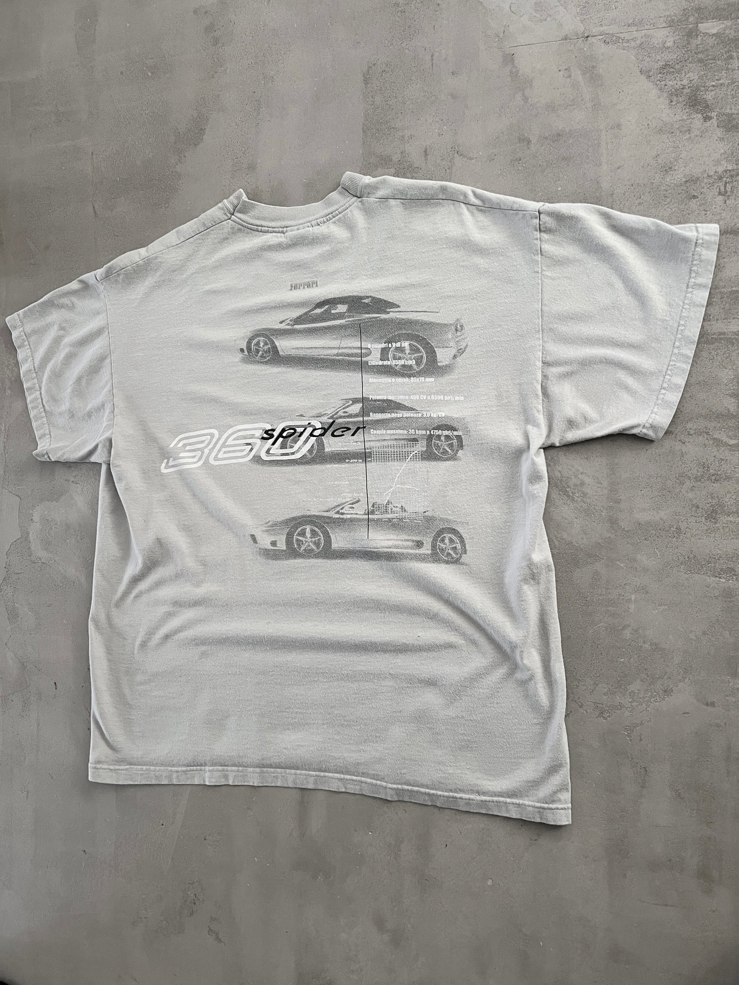 GREY FERRARI 360 SPIDER TEE - 2000S - L
