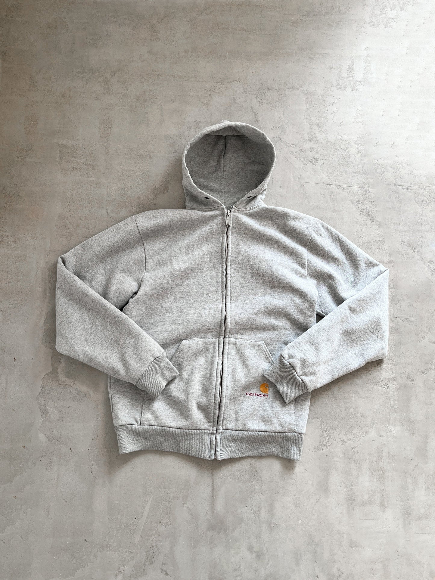 GREY CARHARTT ZIP UP HOODIE - 2000S - XL