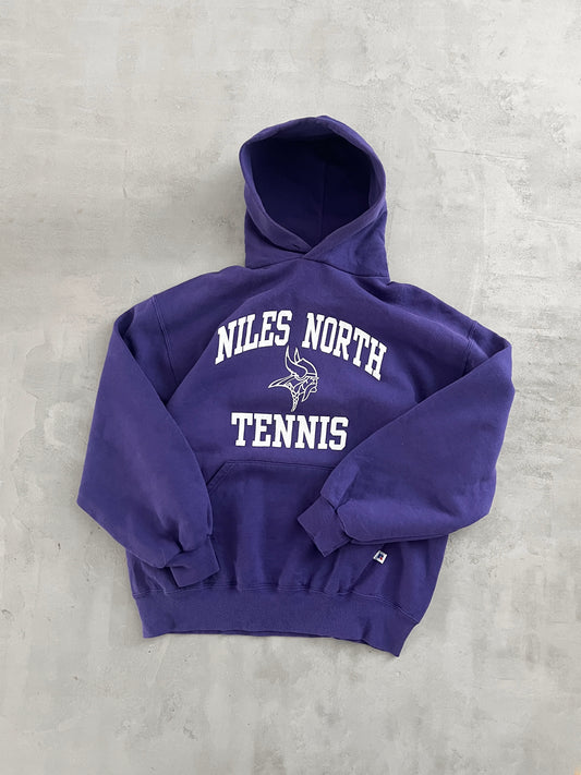 PURPLE RUSSELL TENNIS HOODIE - 1990S - L