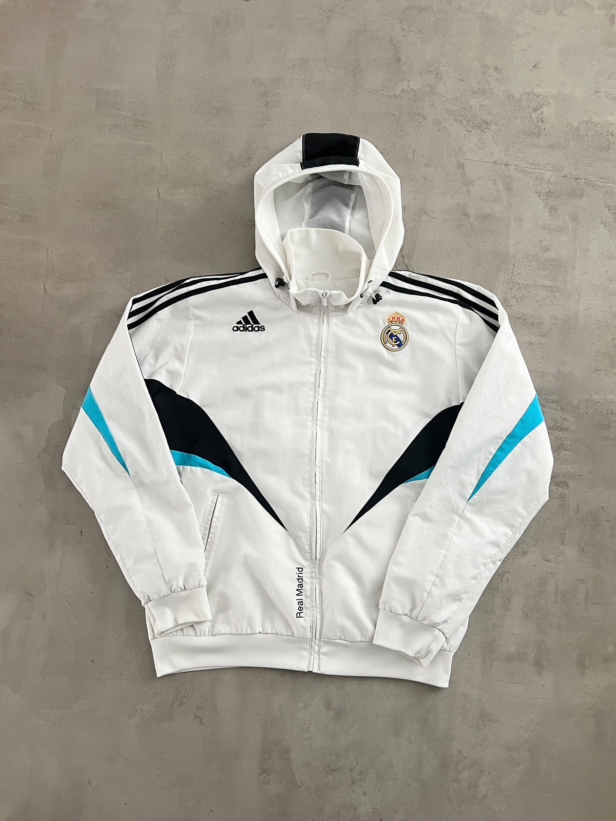 WHITE REAL MADRID TRACK JACKET - 2000S - L