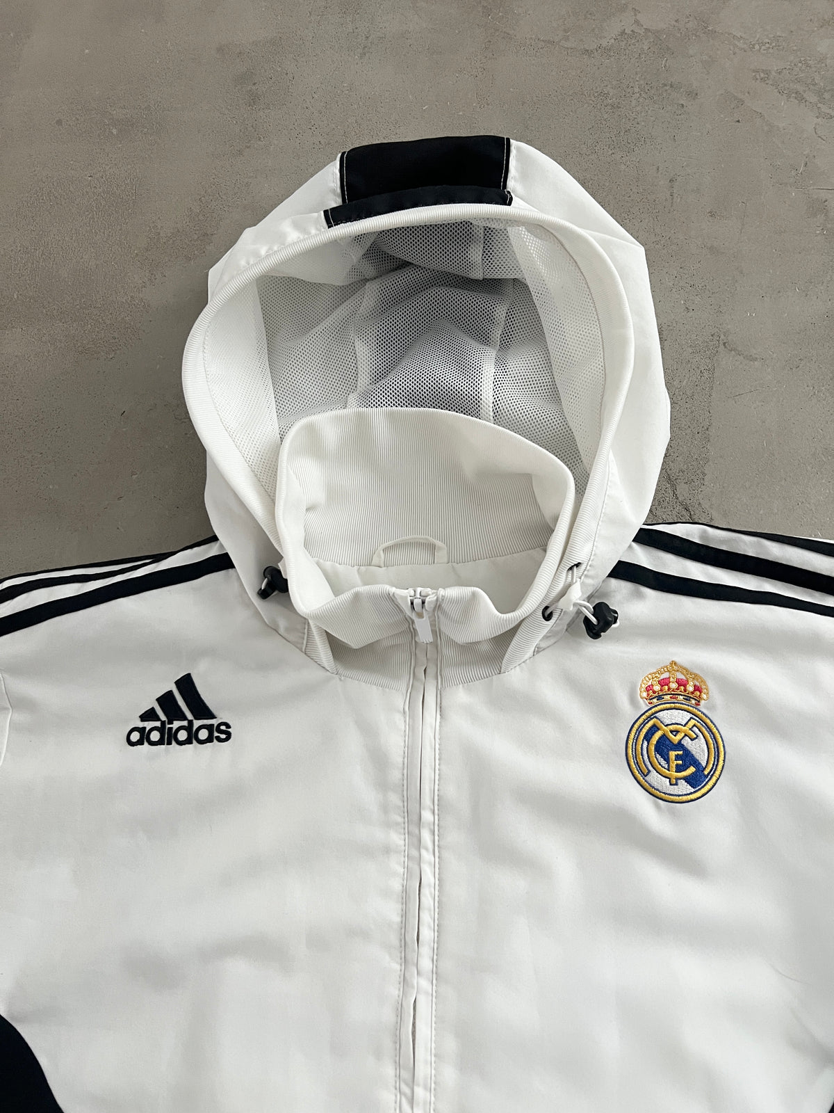 WHITE REAL MADRID TRACK JACKET - 2000S - L