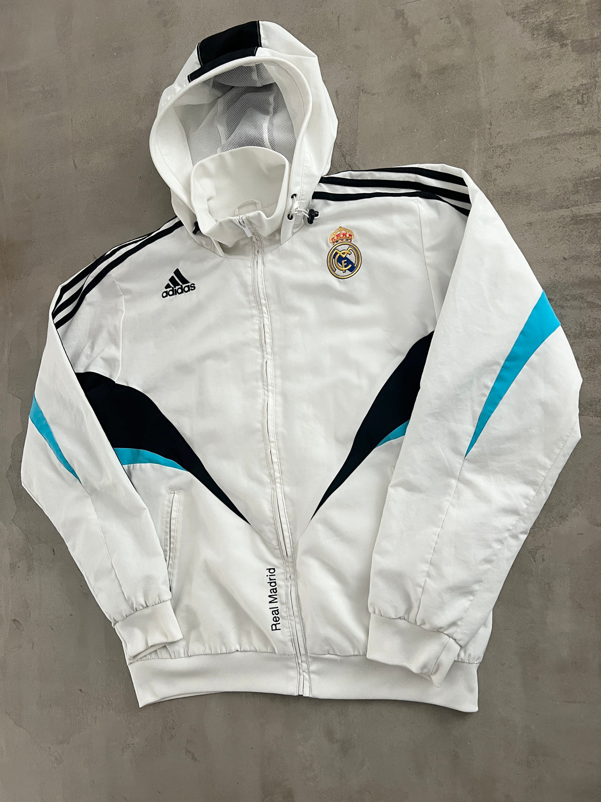 WHITE REAL MADRID TRACK JACKET - 2000S - L