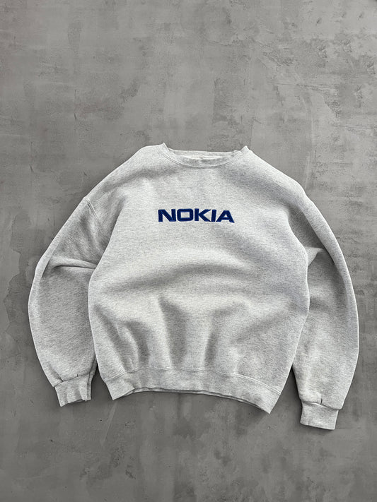 GREY NOKIA PROMO SWEATER - 1990S - M/L