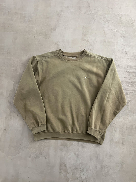FADED KHAKI NIKE SWEATER - 2000S - L