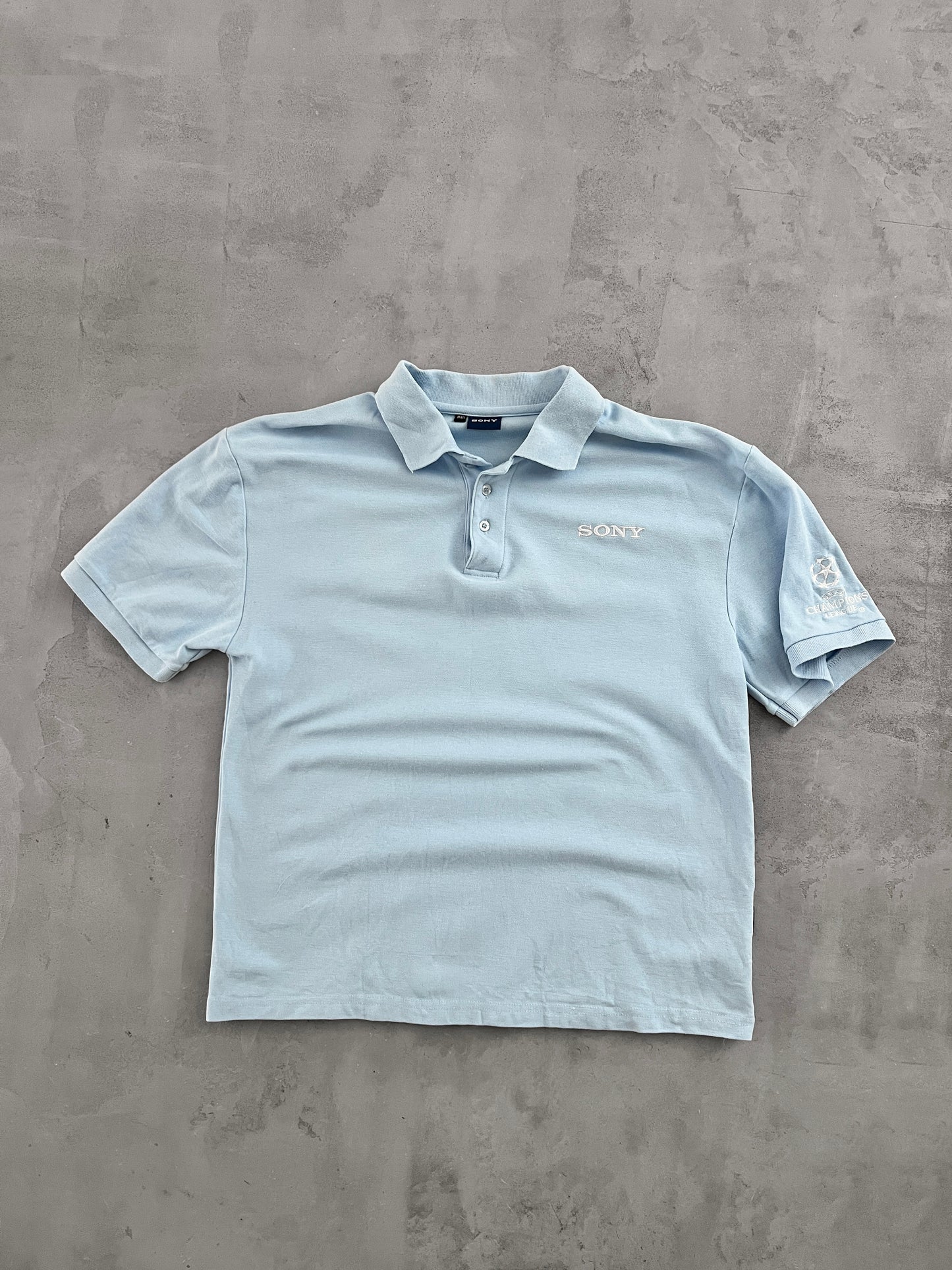 BABY BLUE SONY CHAMPIONS LEAGUE POLO - 2000S - M