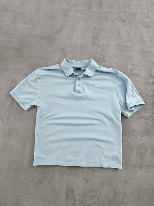 BABY BLUE SONY CHAMPIONS LEAGUE POLO - 2000S - M