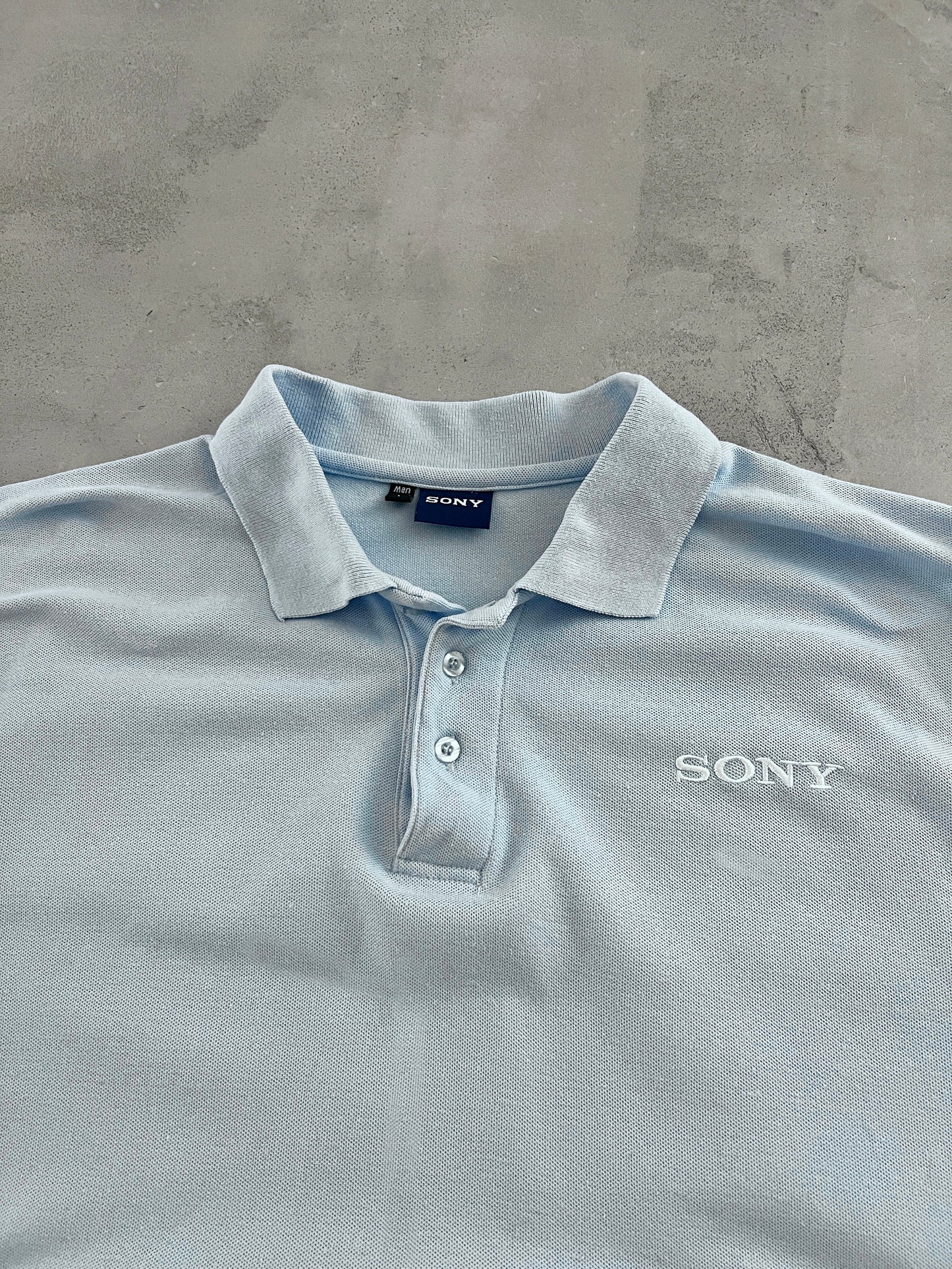 BABY BLUE SONY CHAMPIONS LEAGUE POLO - 2000S - M