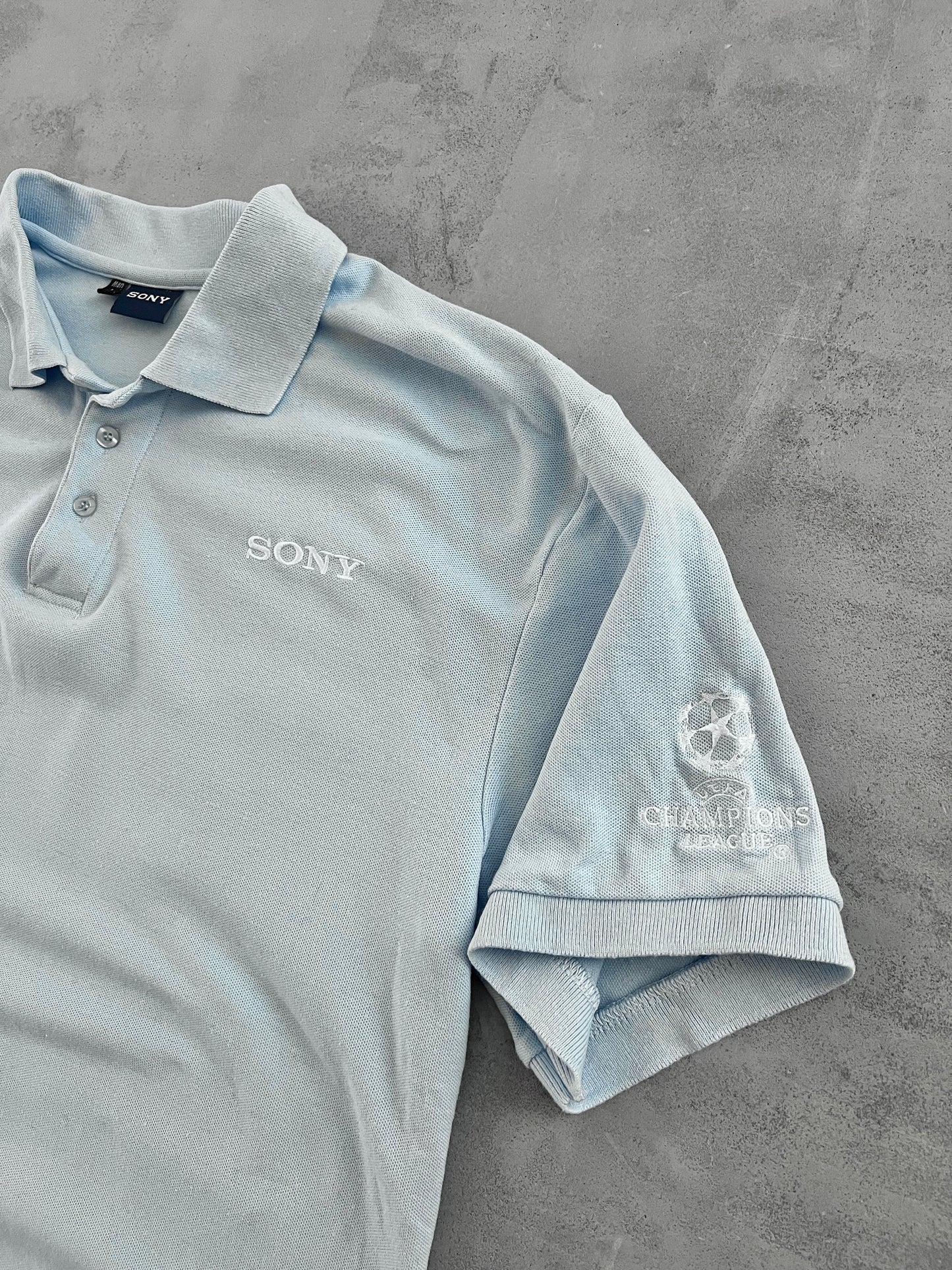 BABY BLUE SONY CHAMPIONS LEAGUE POLO - 2000S - M
