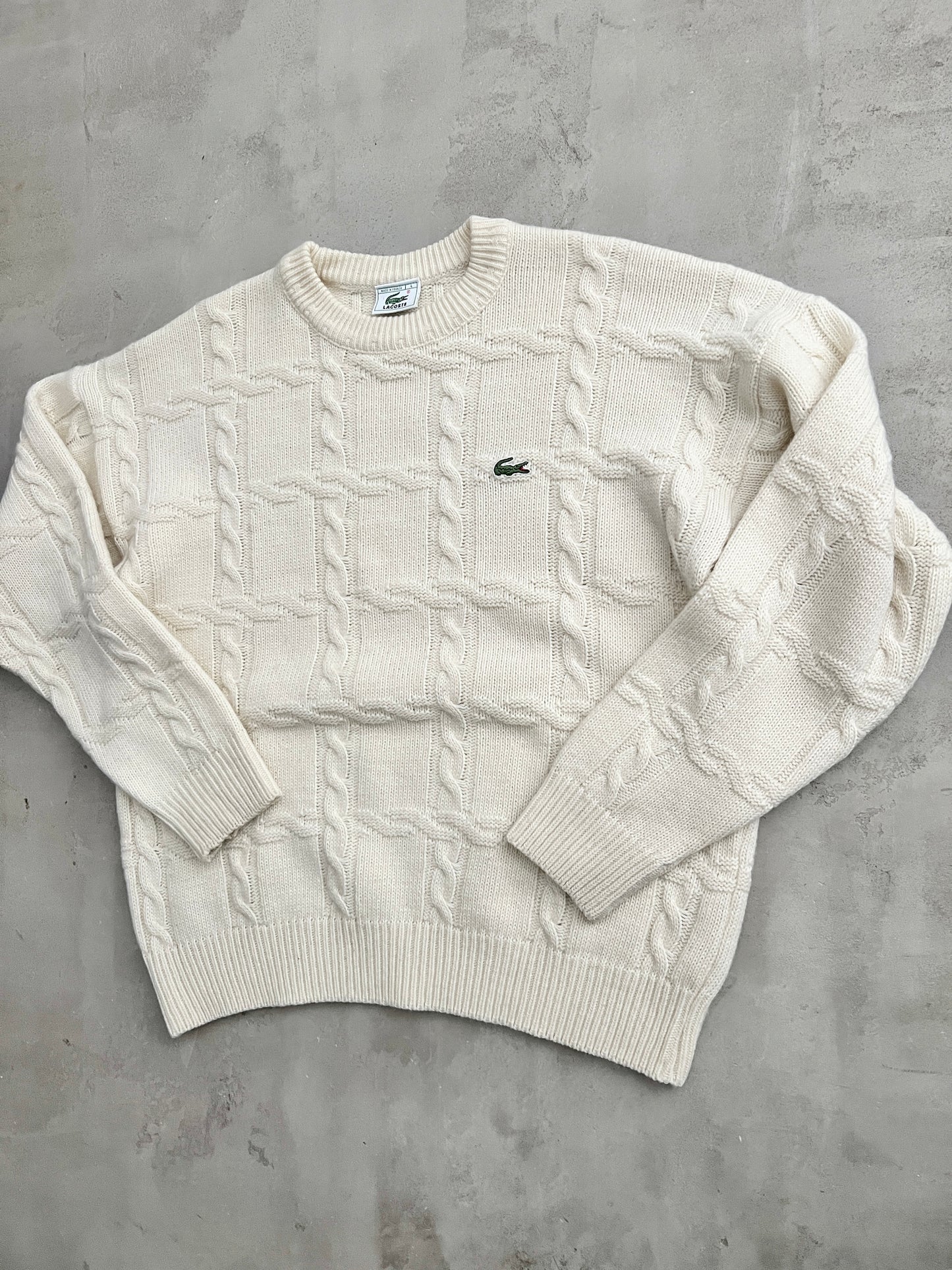 CREME LACOSTE KNIT SWEATER - 2000S - S/M