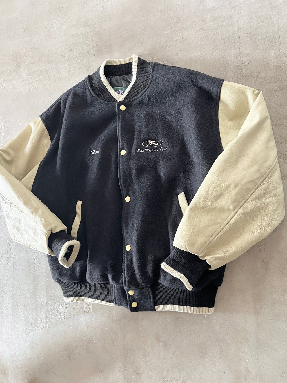 BLACK/CREME FORD JACKET - 1990S - L