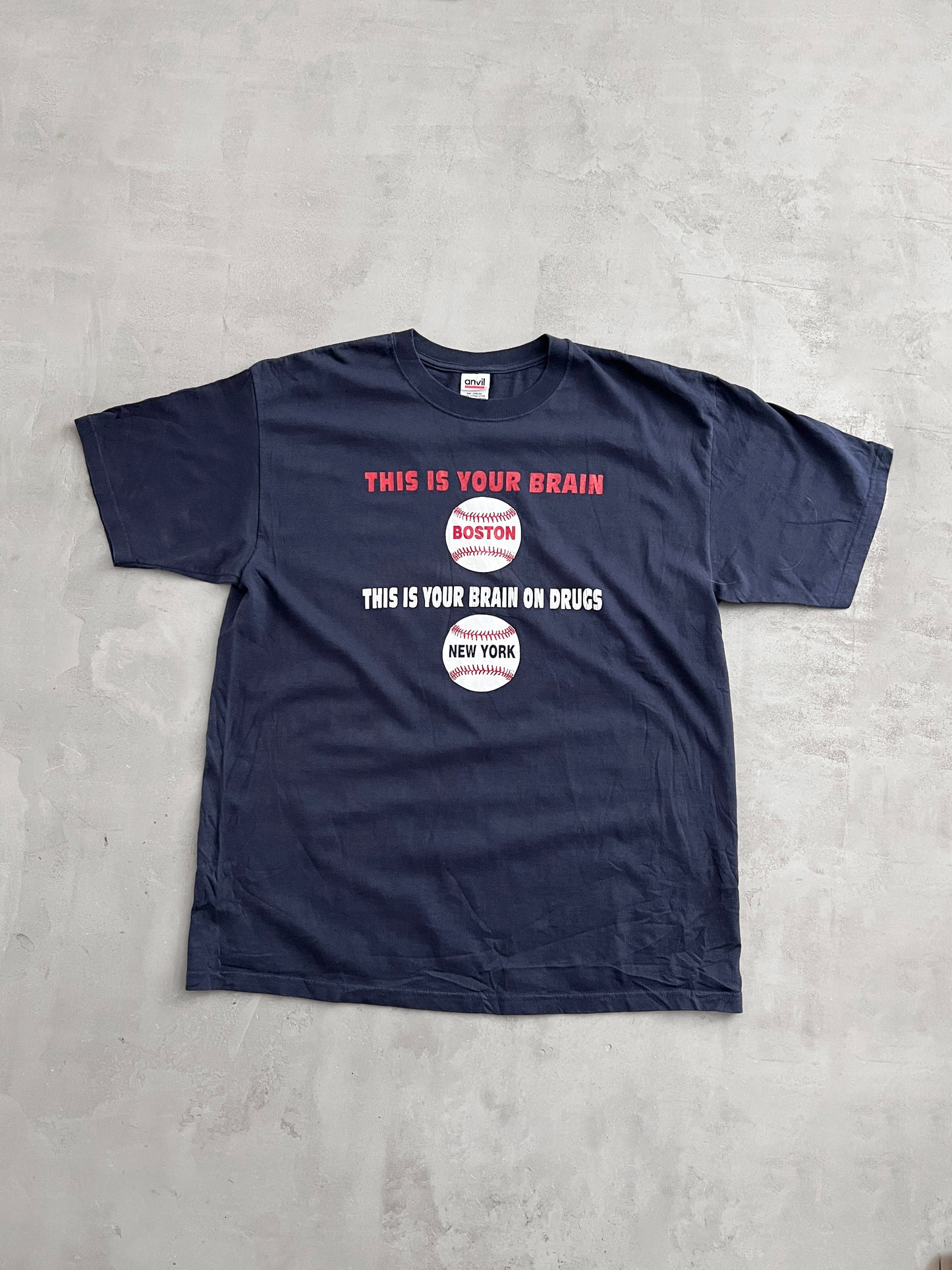 NAVY YANKEES VS BOSTON BASEBALL TEE - 2000S - XL