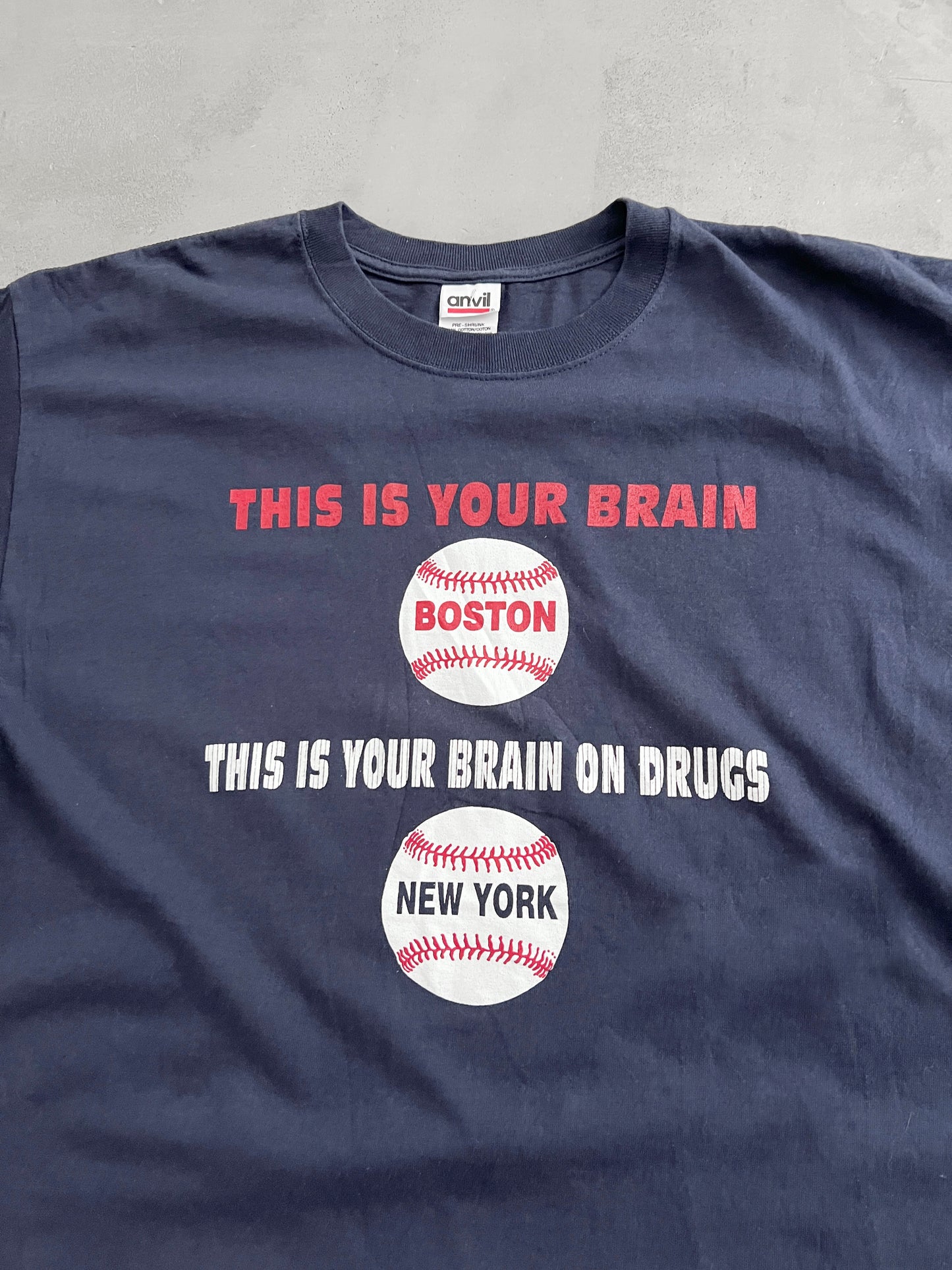 NAVY YANKEES VS BOSTON BASEBALL TEE - 2000S - XL