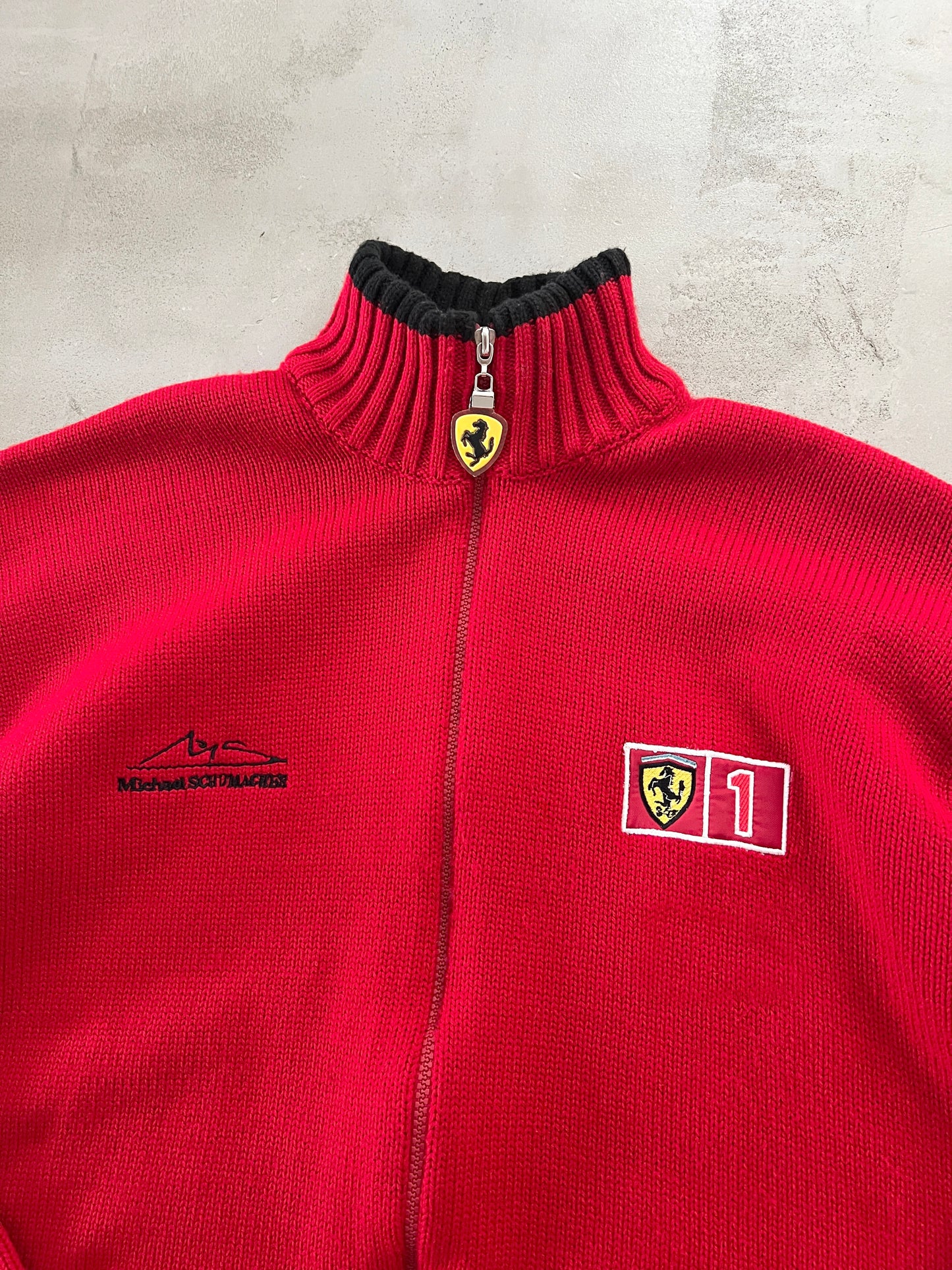 RED FERRARI SCHUMACHER KNIT JACKET - 2000S - L