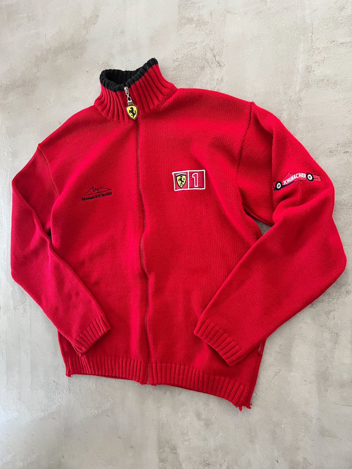 RED FERRARI SCHUMACHER KNIT JACKET - 2000S - L
