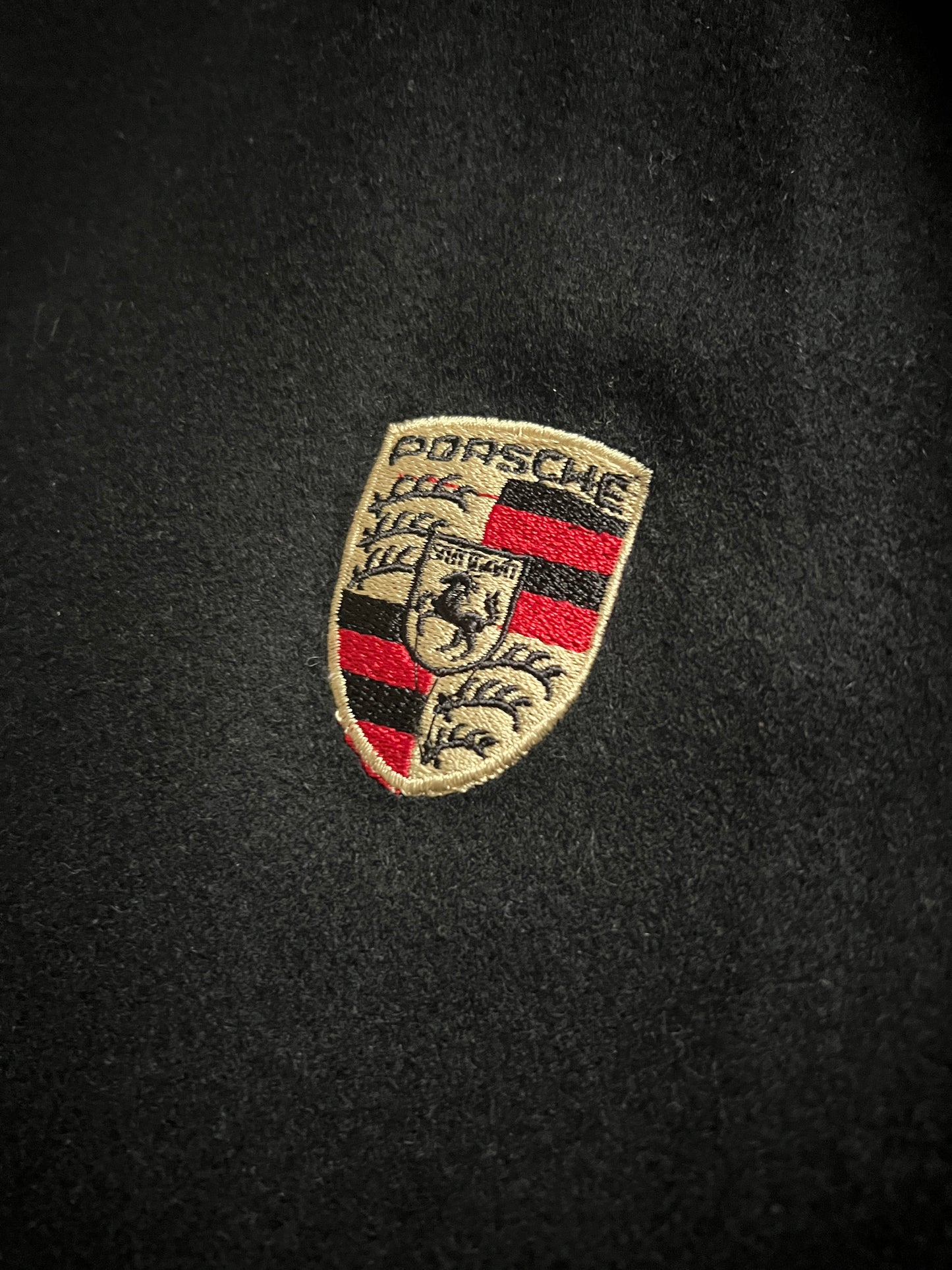 BLACK PORSCHE LEATHER JACKET - 1990S - L/XL