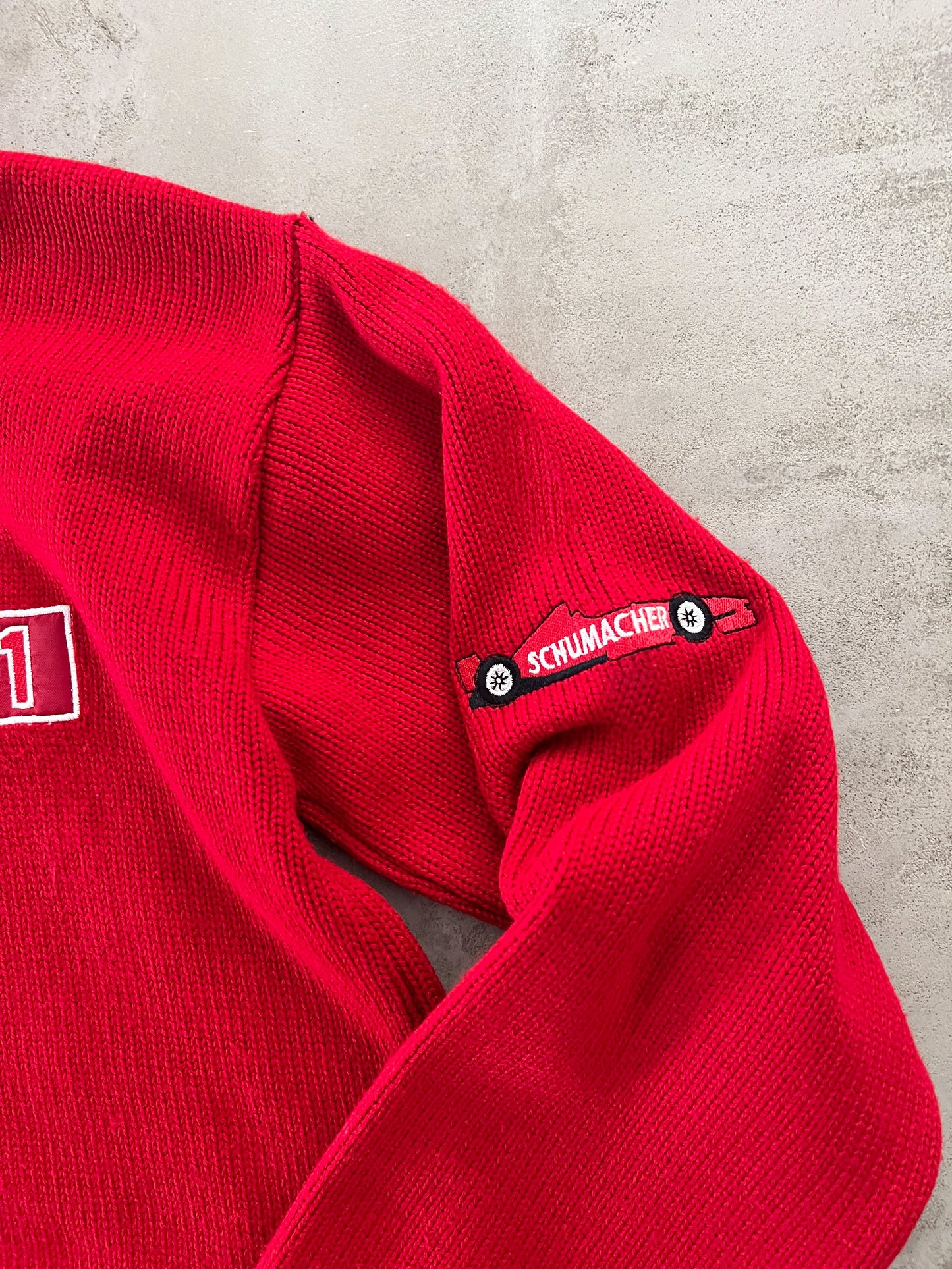 RED FERRARI SCHUMACHER KNIT JACKET - 2000S - L