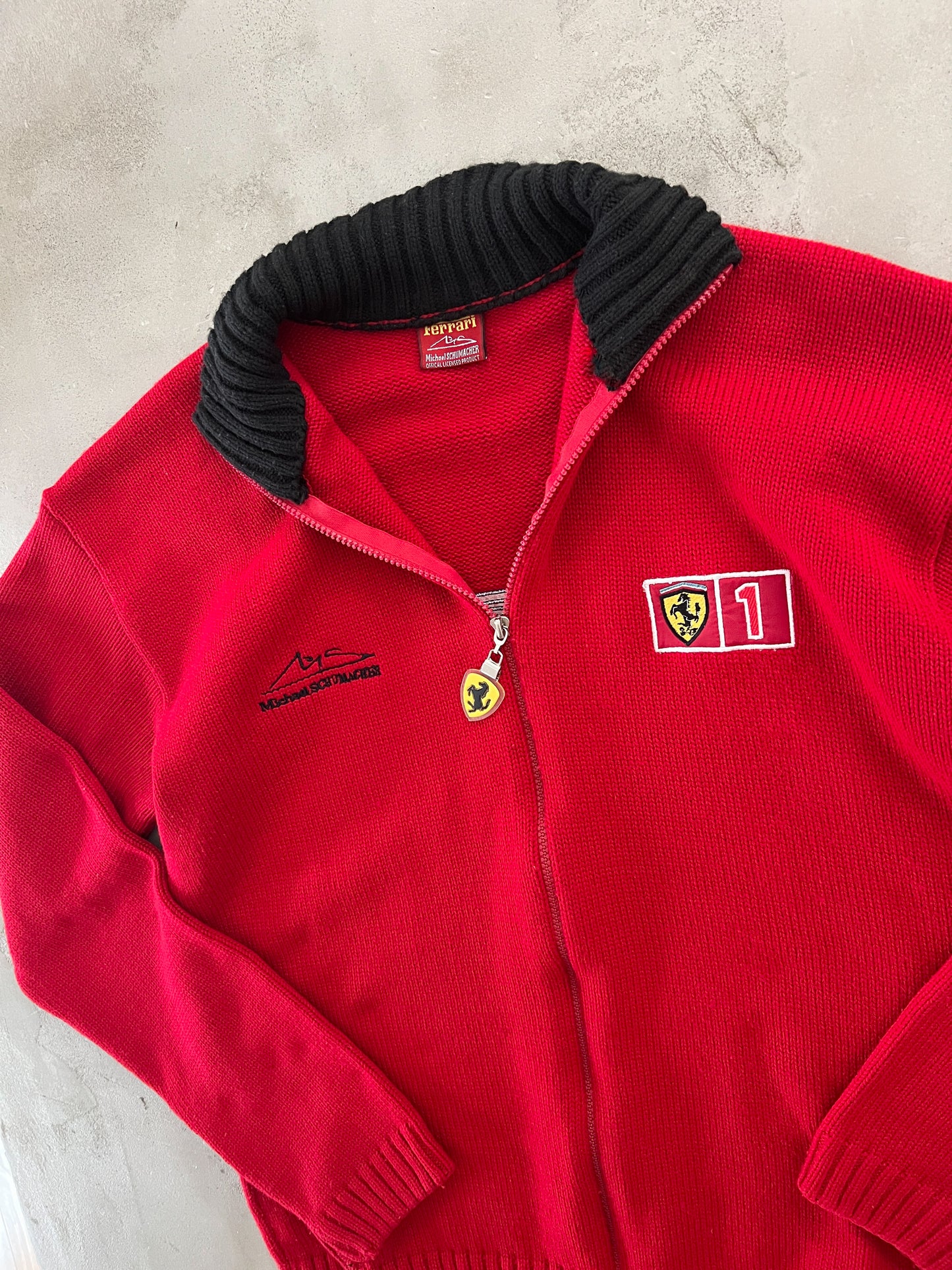 RED FERRARI SCHUMACHER KNIT JACKET - 2000S - L