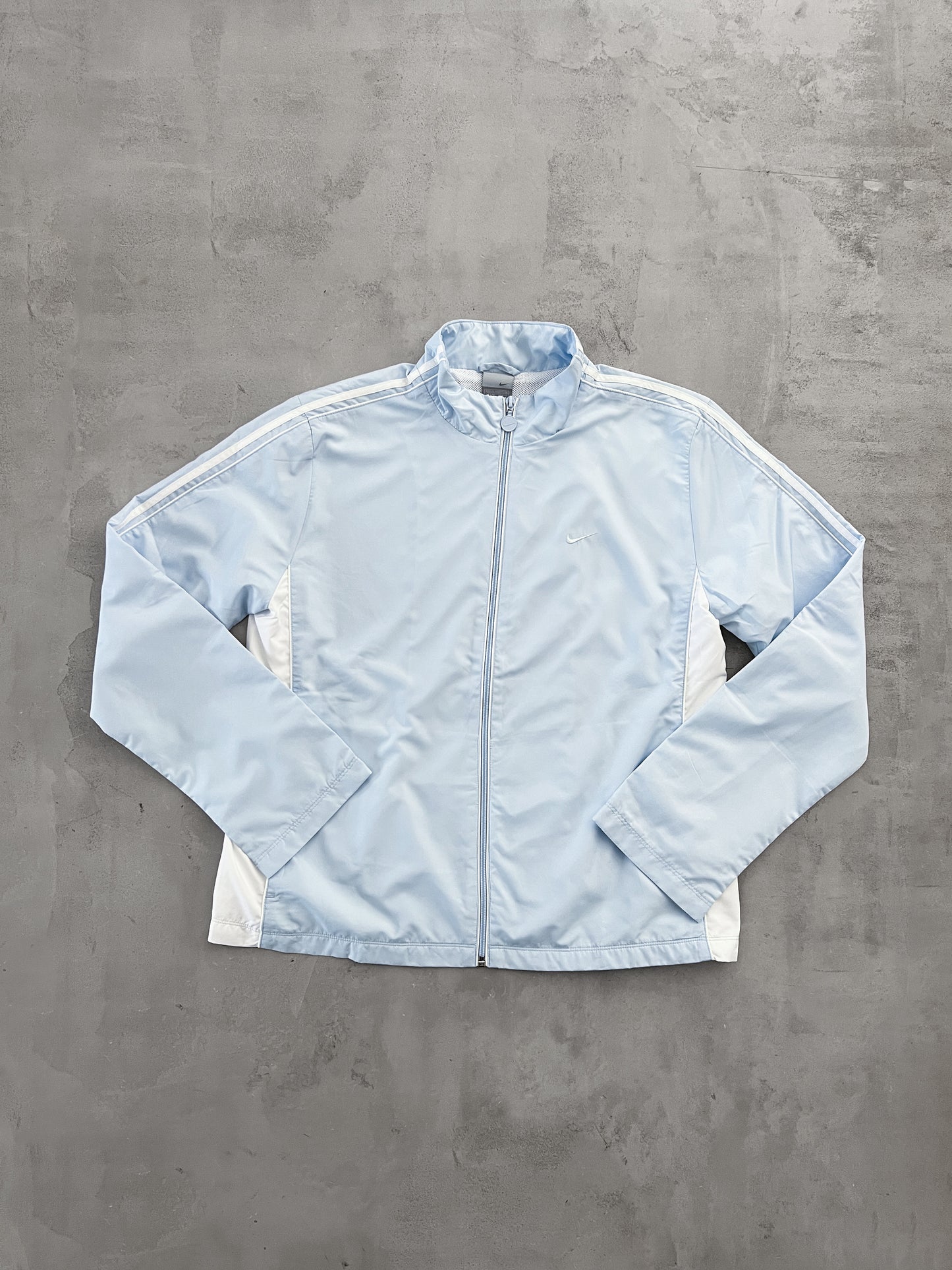 BABY BLUE NIKE TRACK JACKET - 2000S - WOMENS XL/L