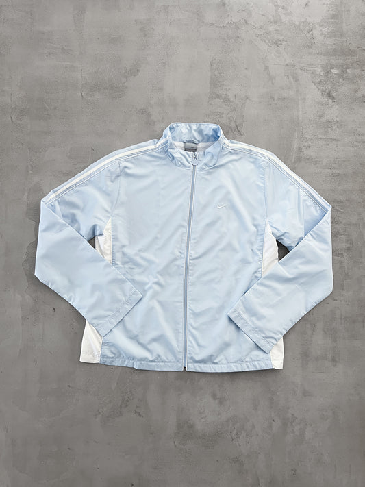 BABY BLUE NIKE TRACK JACKET - 2000S - WOMENS XL/L