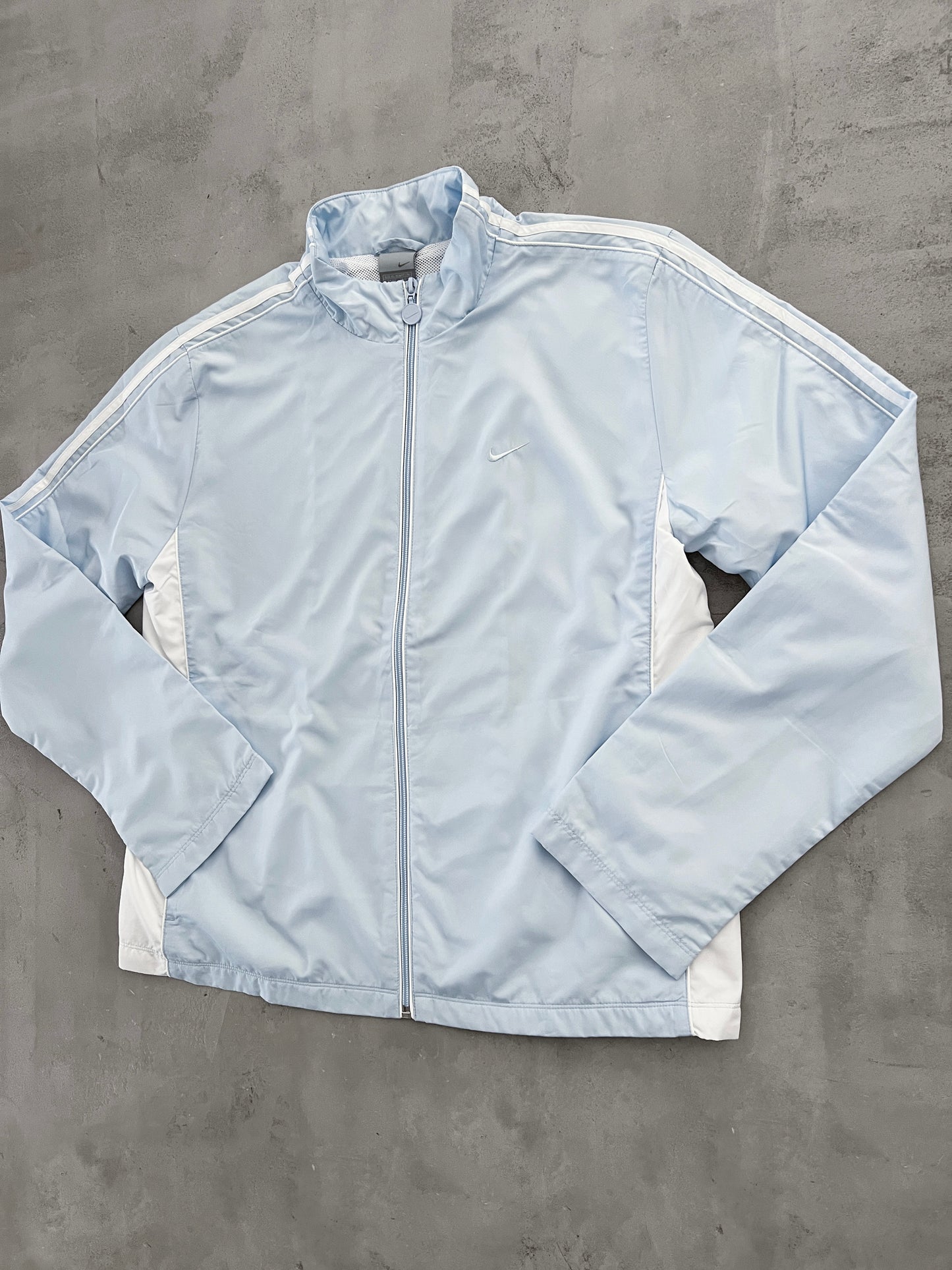 BABY BLUE NIKE TRACK JACKET - 2000S - WOMENS XL/L