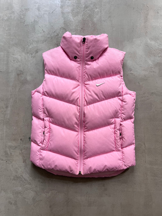 PINK NIKE PUFFER VEST - 2000S - WOMENS S/M