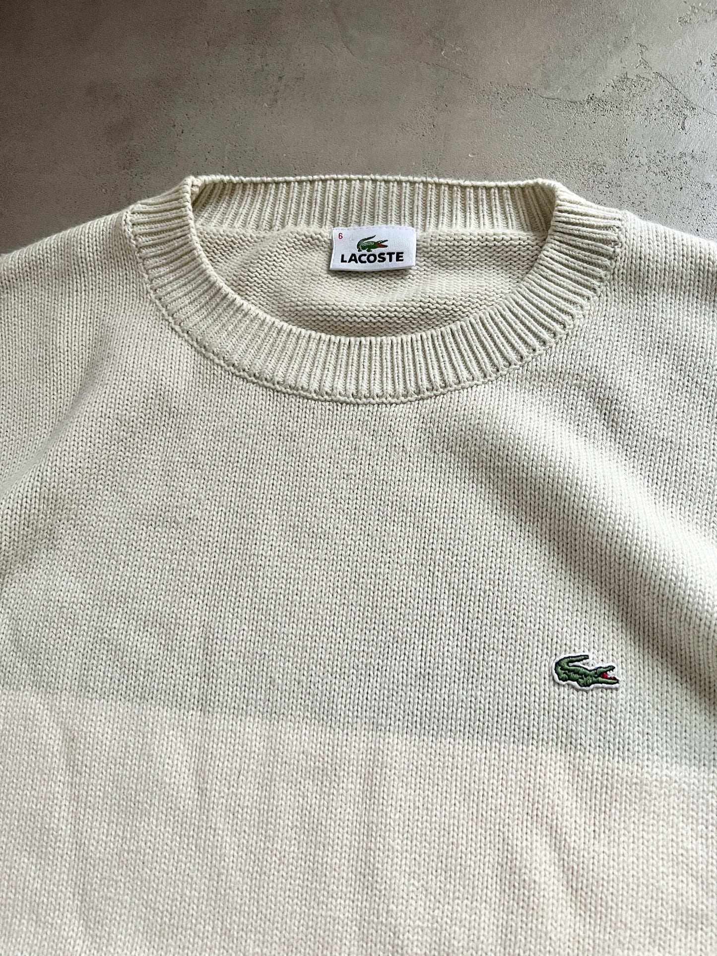 CREME LACOSTE KNIT SWEATER - 2000S - L/XL