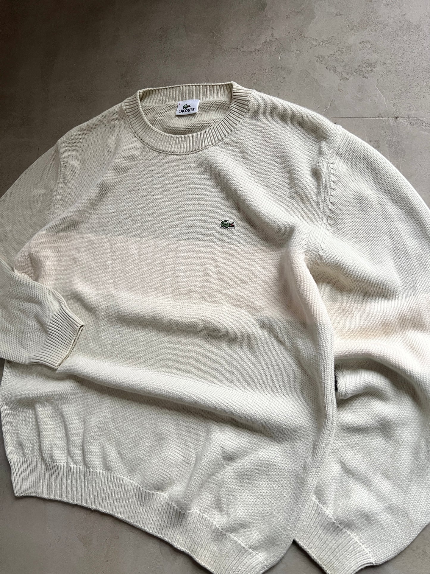 CREME LACOSTE KNIT SWEATER - 2000S - L/XL