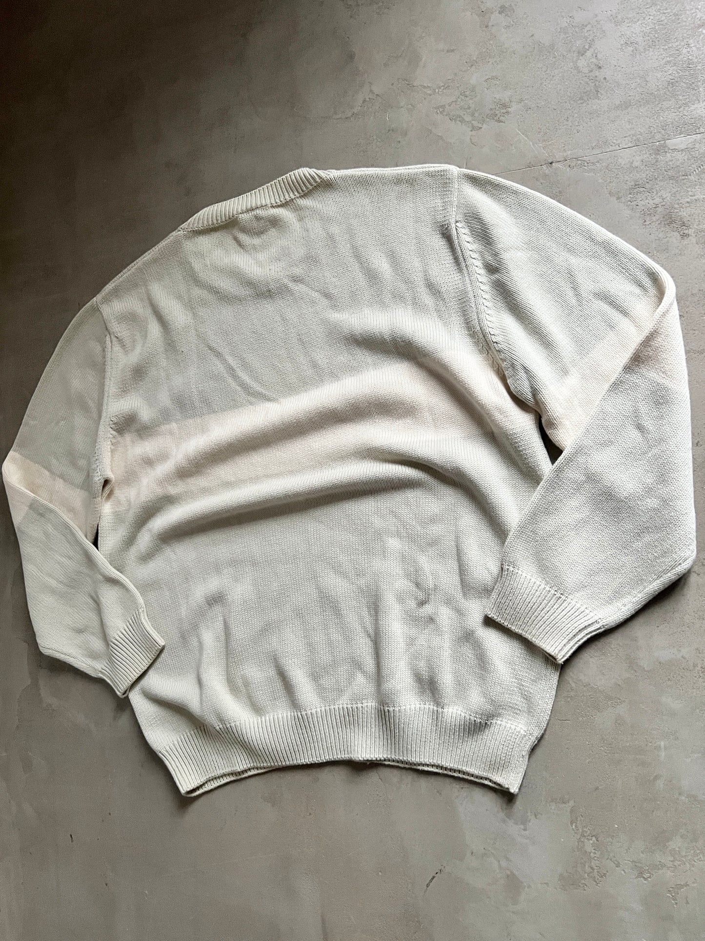 CREME LACOSTE KNIT SWEATER - 2000S - L/XL