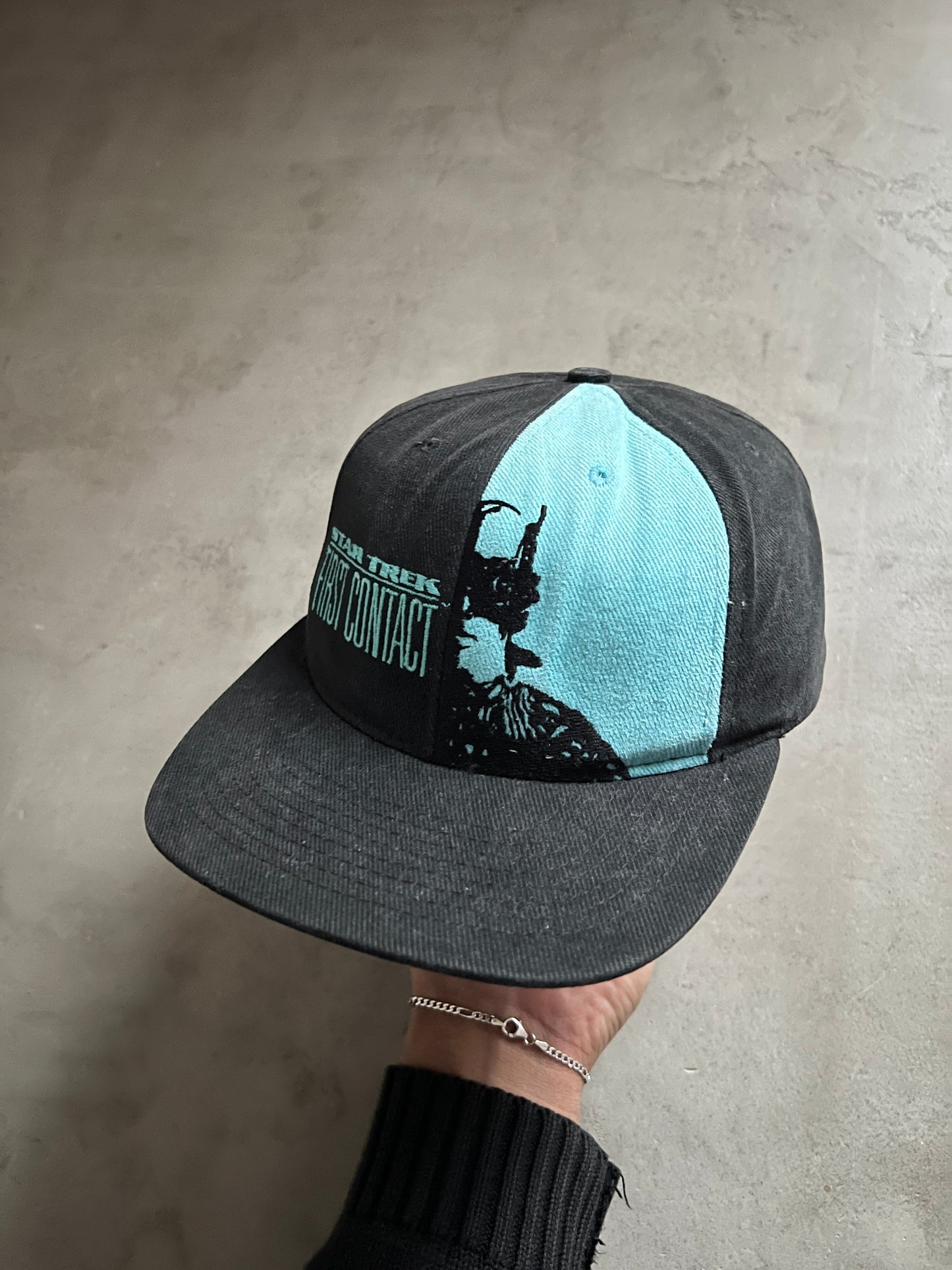 BLACK/BABY BLUE STAR TREK CAP - 1990S