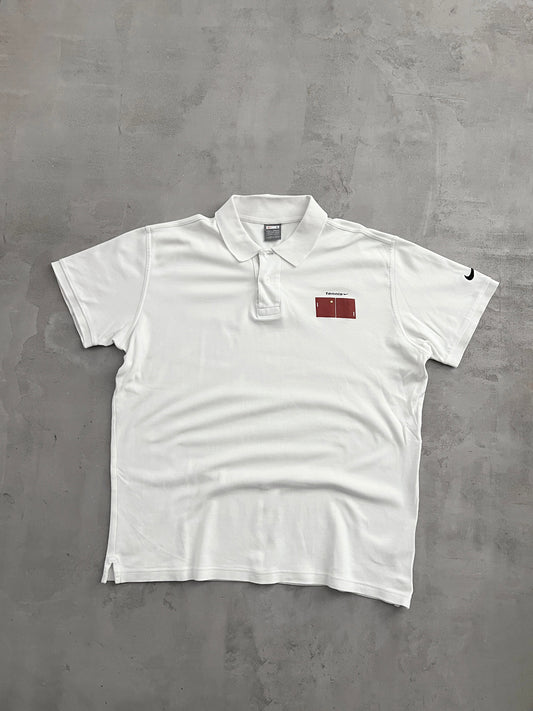 WHITE NIKE TENNIS POLO - 2000S - L