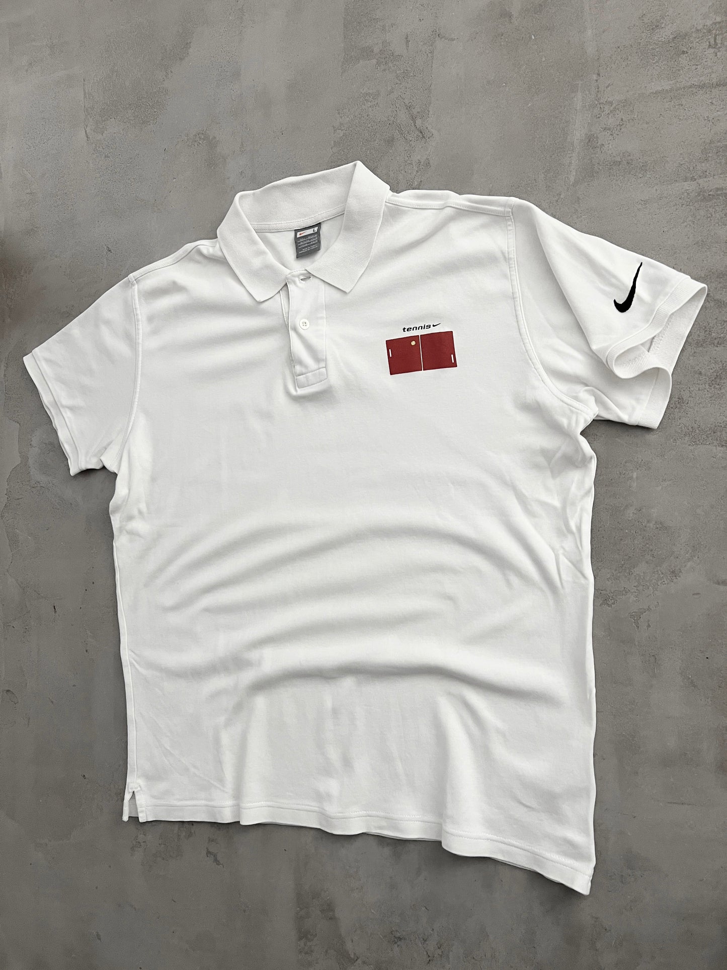 WHITE NIKE TENNIS POLO - 2000S - L